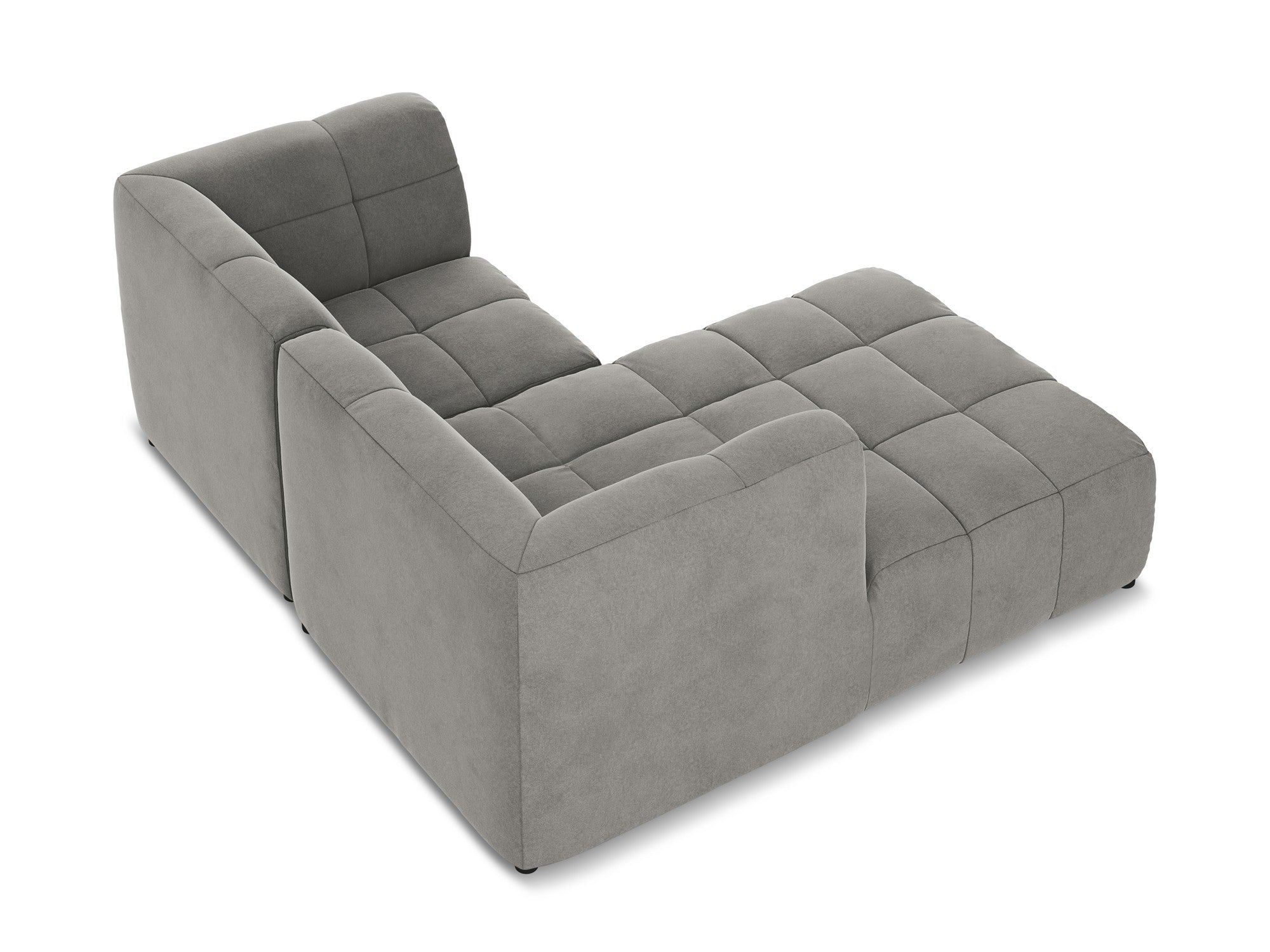 Modulaire fluwelen hoekbank links 2-zits ALOHA grijs