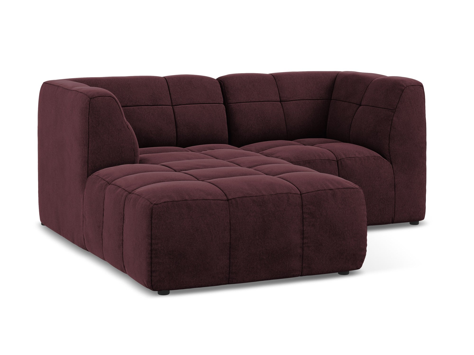 Modularer Samt-Ecksofa linksseitig für 2 Personen ALOHA burgunderrot