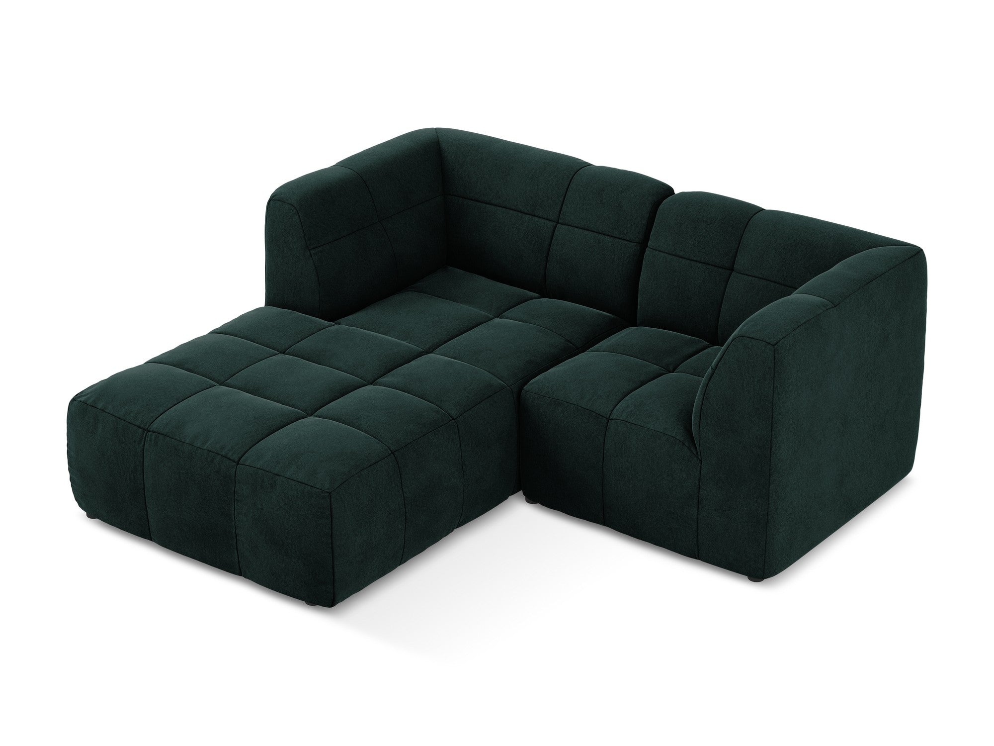Left-facing velvet modular sofa for 2 people ALOHA in gray-green