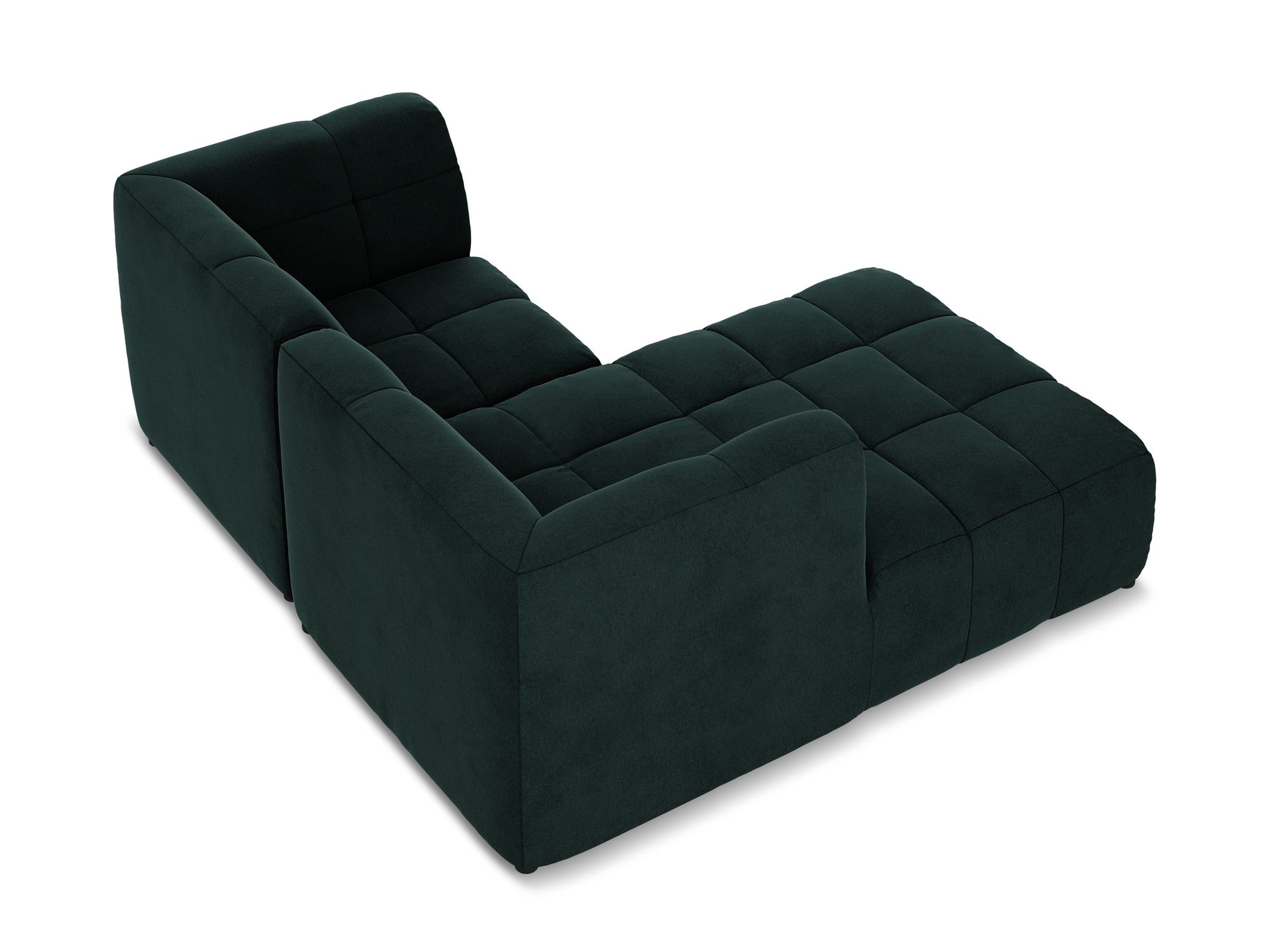 Left-facing velvet modular sofa for 2 people ALOHA in gray-green