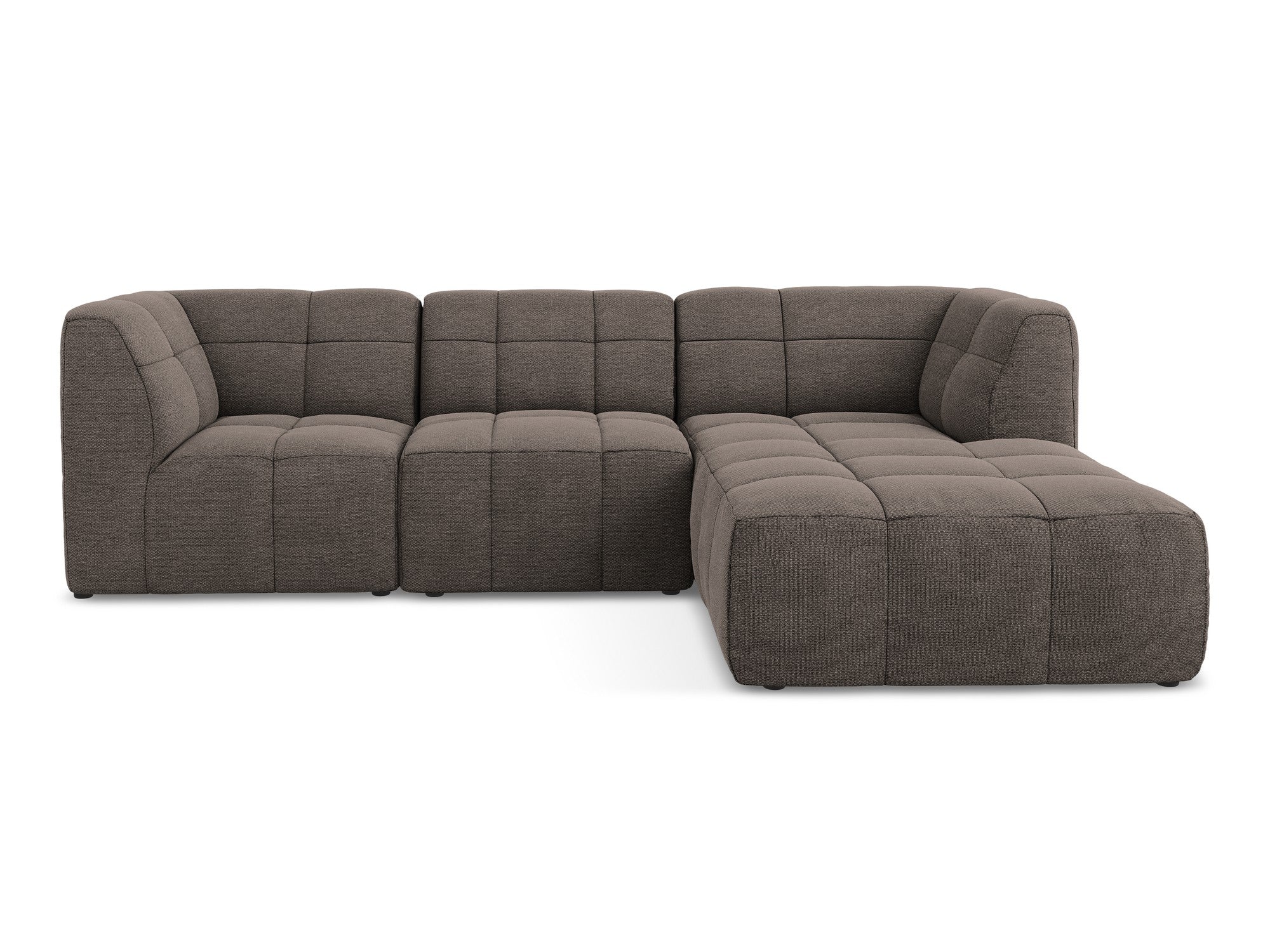Modularer Ecksofa rechtsseitig 3-sitzig ALOHA schokoladenfarbener Boucle