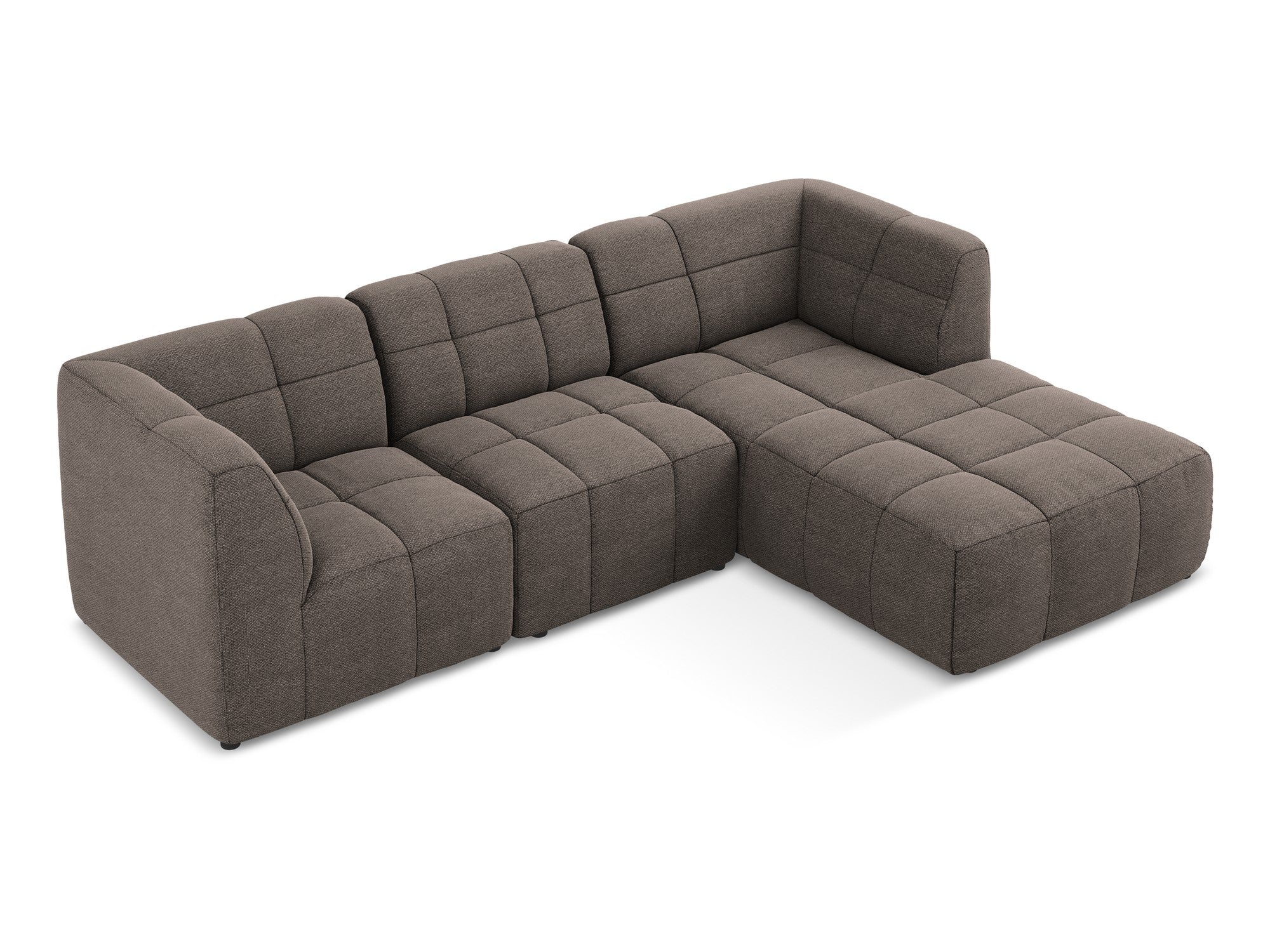 Modularer Ecksofa rechtsseitig 3-sitzig ALOHA schokoladenfarbener Boucle