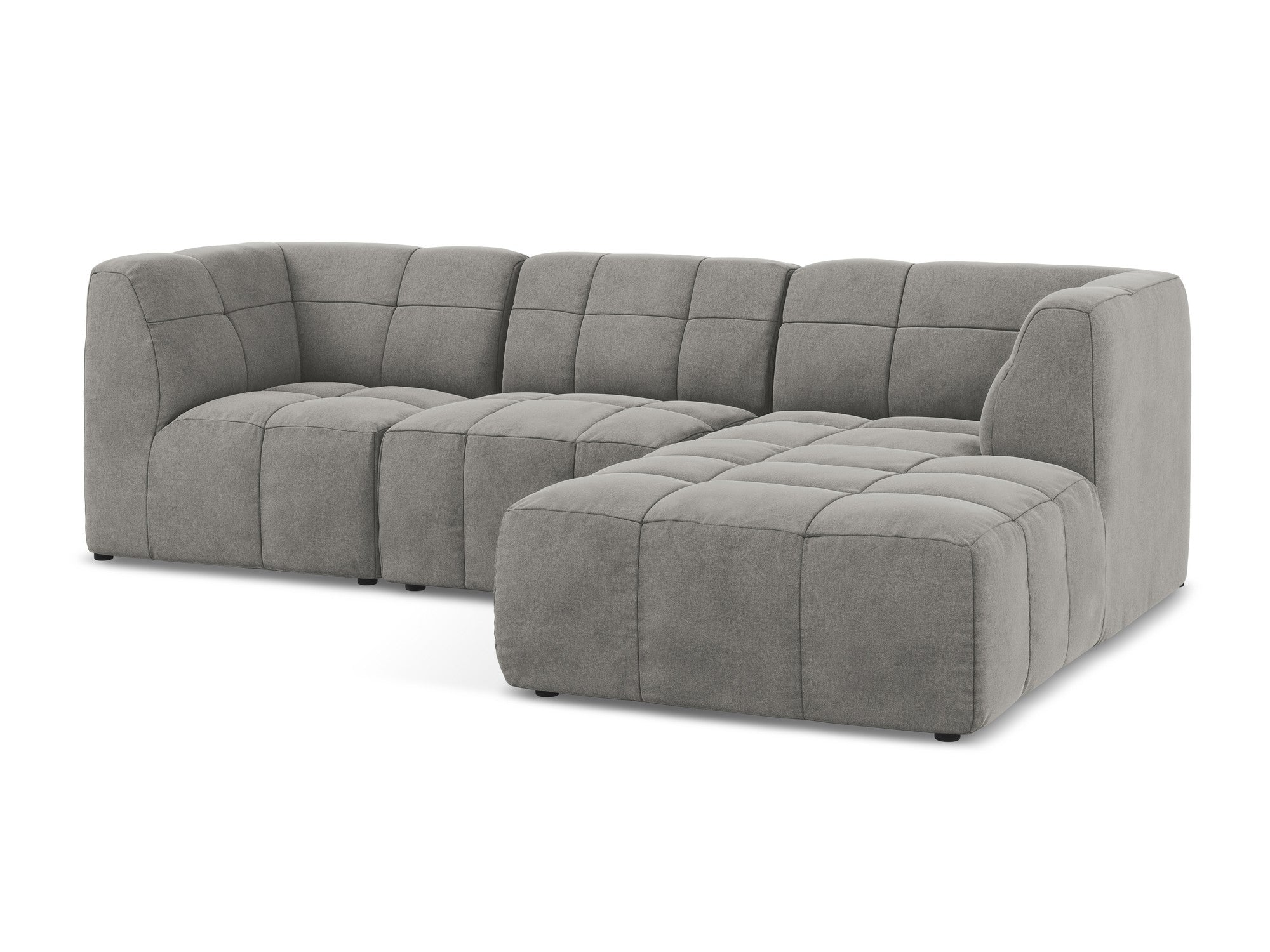 Gray Right-Hand Velvet Modular Sofa for Three - ALOHA
