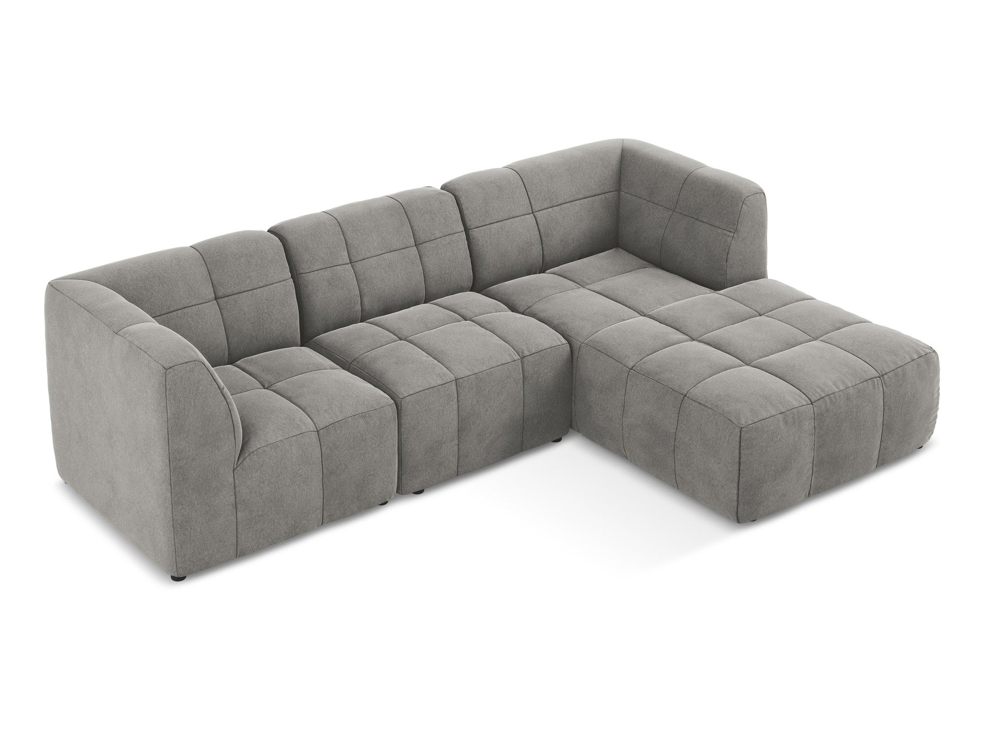 Gray Right-Hand Velvet Modular Sofa for Three - ALOHA