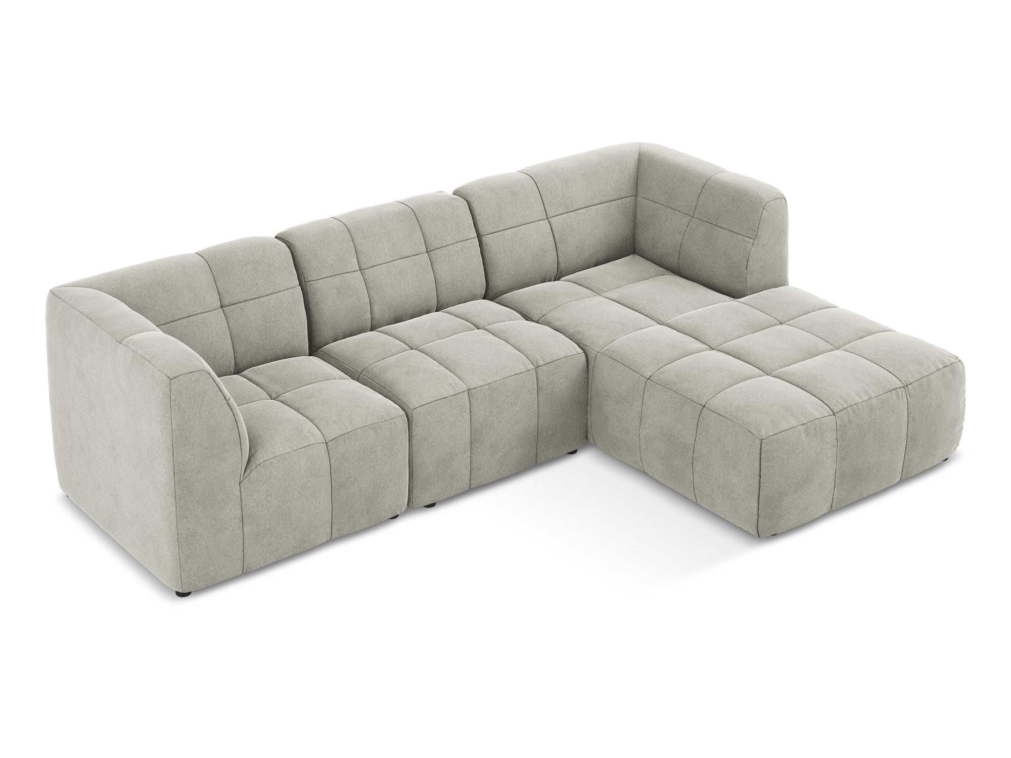 Right-facing velvet modular sofa for 3 people ALOHA light gray