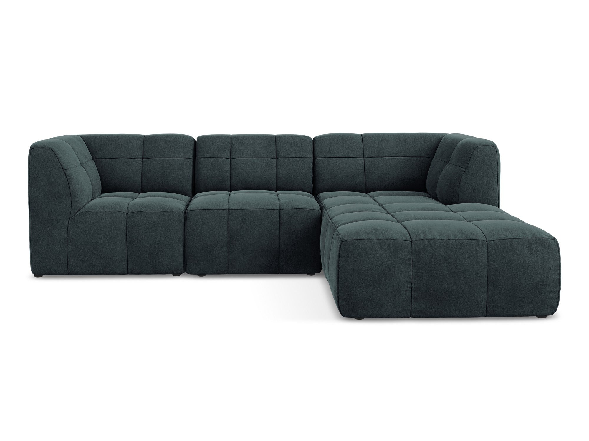 Modularer Samt-Ecksofa rechtsseitig für 3 Personen ALOHA in Meeresfarbe
