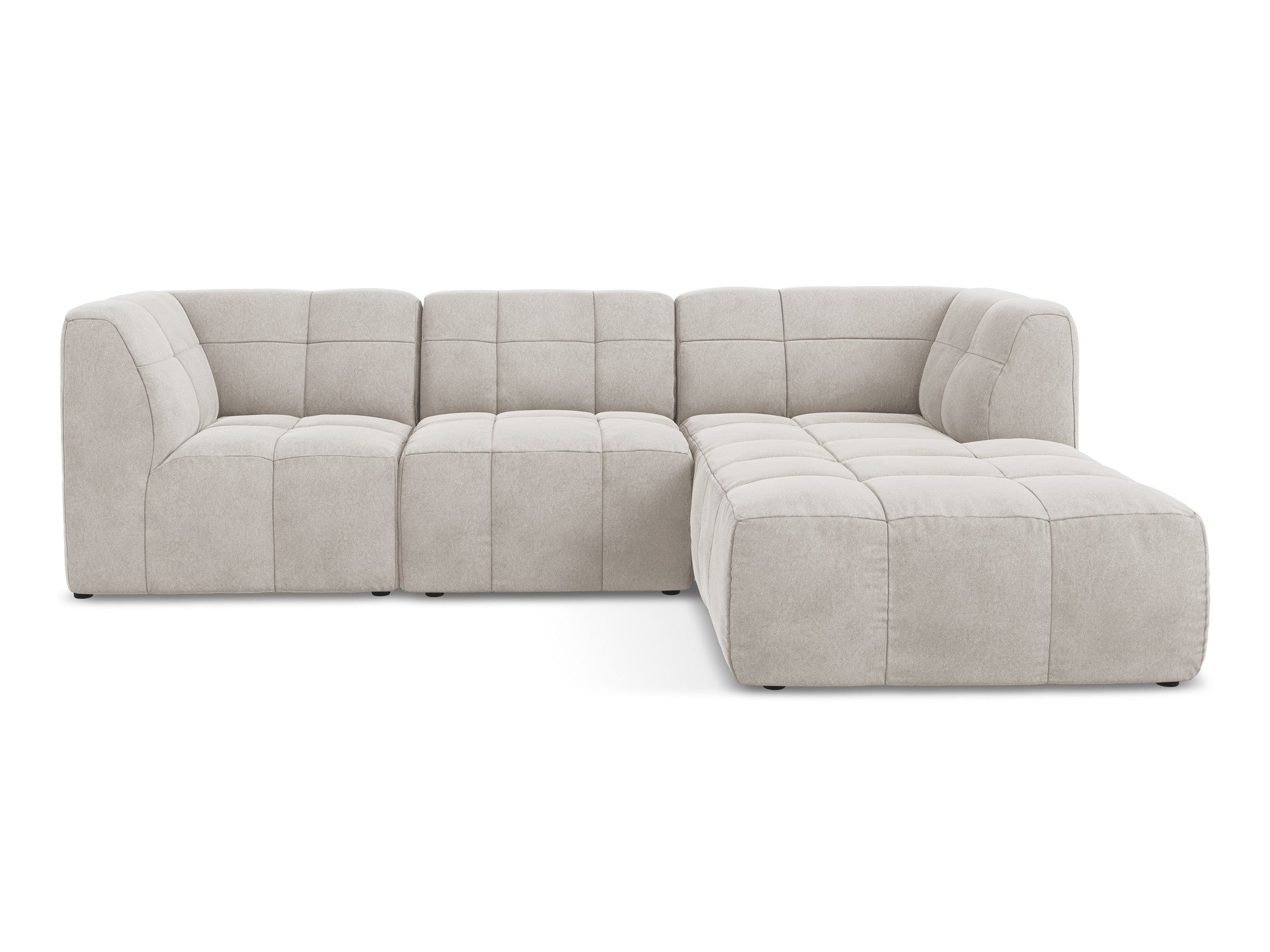 Modularer Samt-Ecksofa rechtsseitig 3-sitzig ALOHA hellbeige