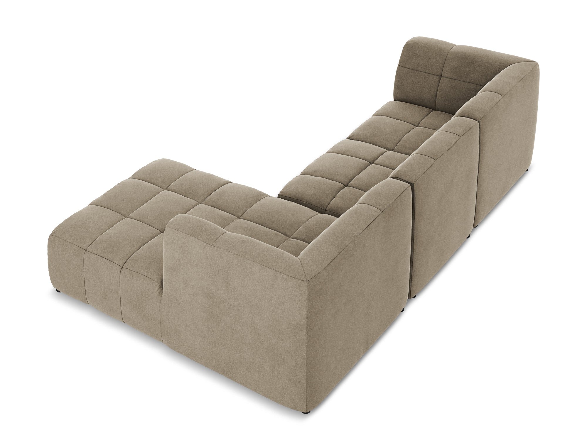 Beige Right-Handed Velvet Modular Sofa for 3 People ALOHA