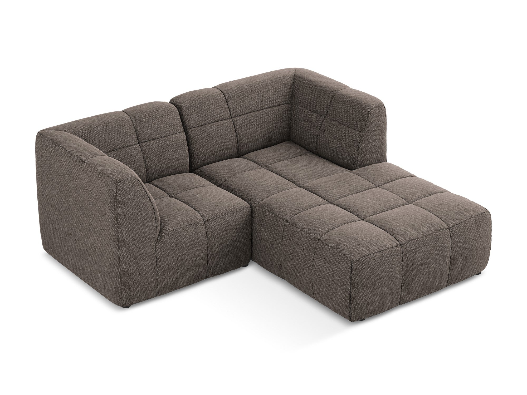 Modularer Ecksofa rechtsseitig 2-sitzig ALOHA schokoladenfarbener Boucle