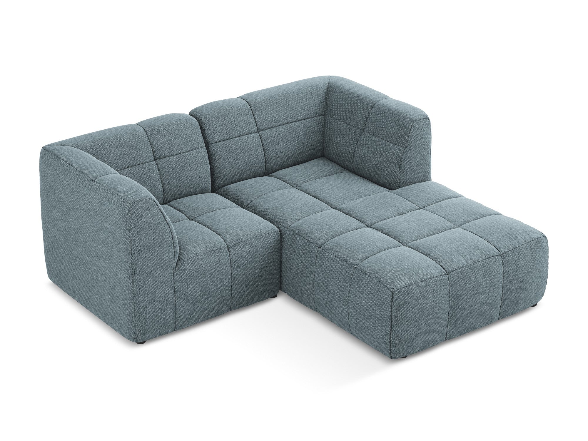 Modularer Ecksofa rechtsseitig 2-sitzig ALOHA jeansblau Boucle
