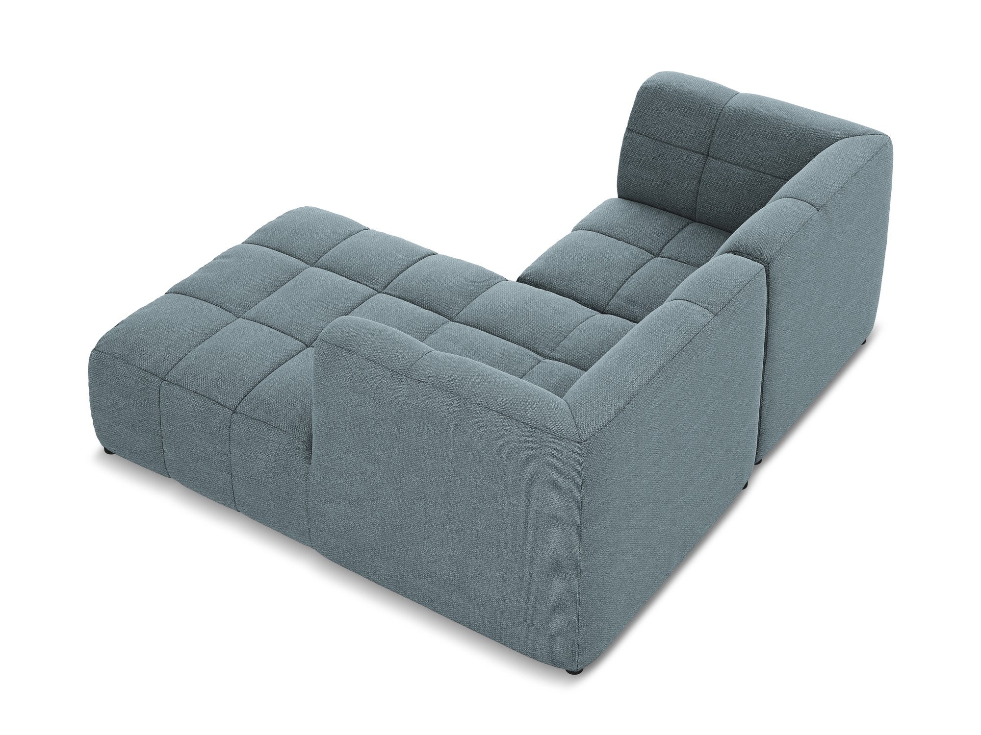 Modularer Ecksofa rechtsseitig 2-sitzig ALOHA jeansblau Boucle