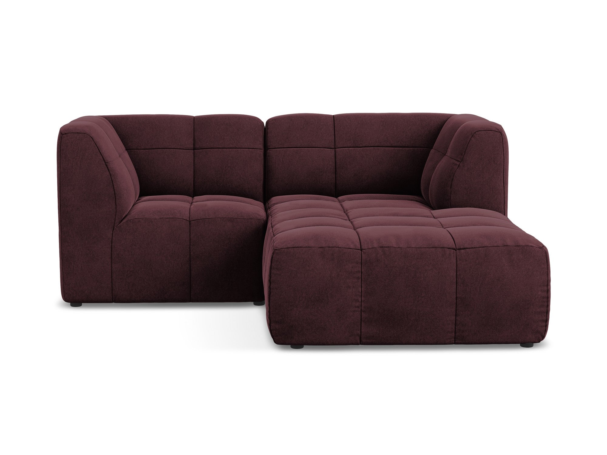 Modularer Samt-Ecksofa rechtsseitig für 2 Personen ALOHA burgunderrot