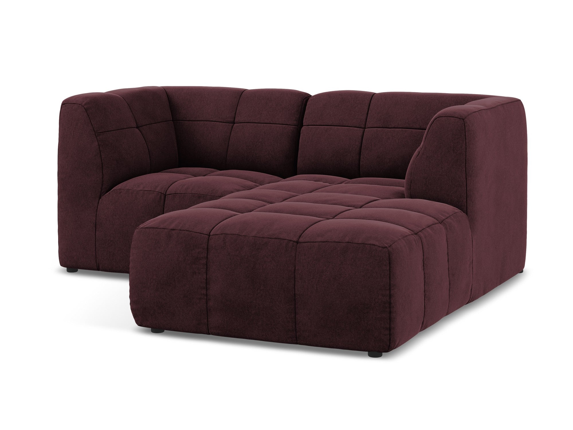 Modularer Samt-Ecksofa rechtsseitig für 2 Personen ALOHA burgunderrot