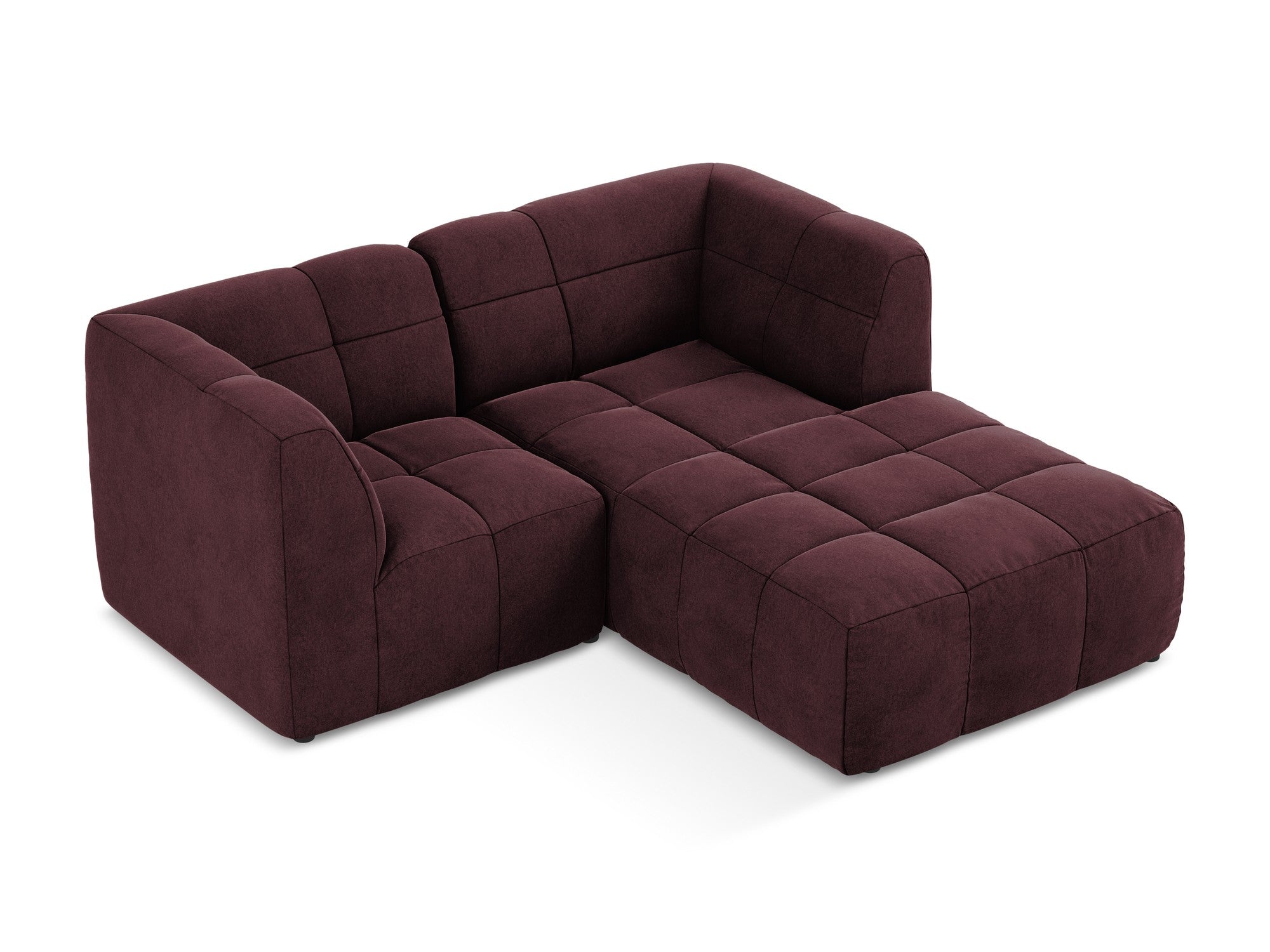 Modularer Samt-Ecksofa rechtsseitig für 2 Personen ALOHA burgunderrot