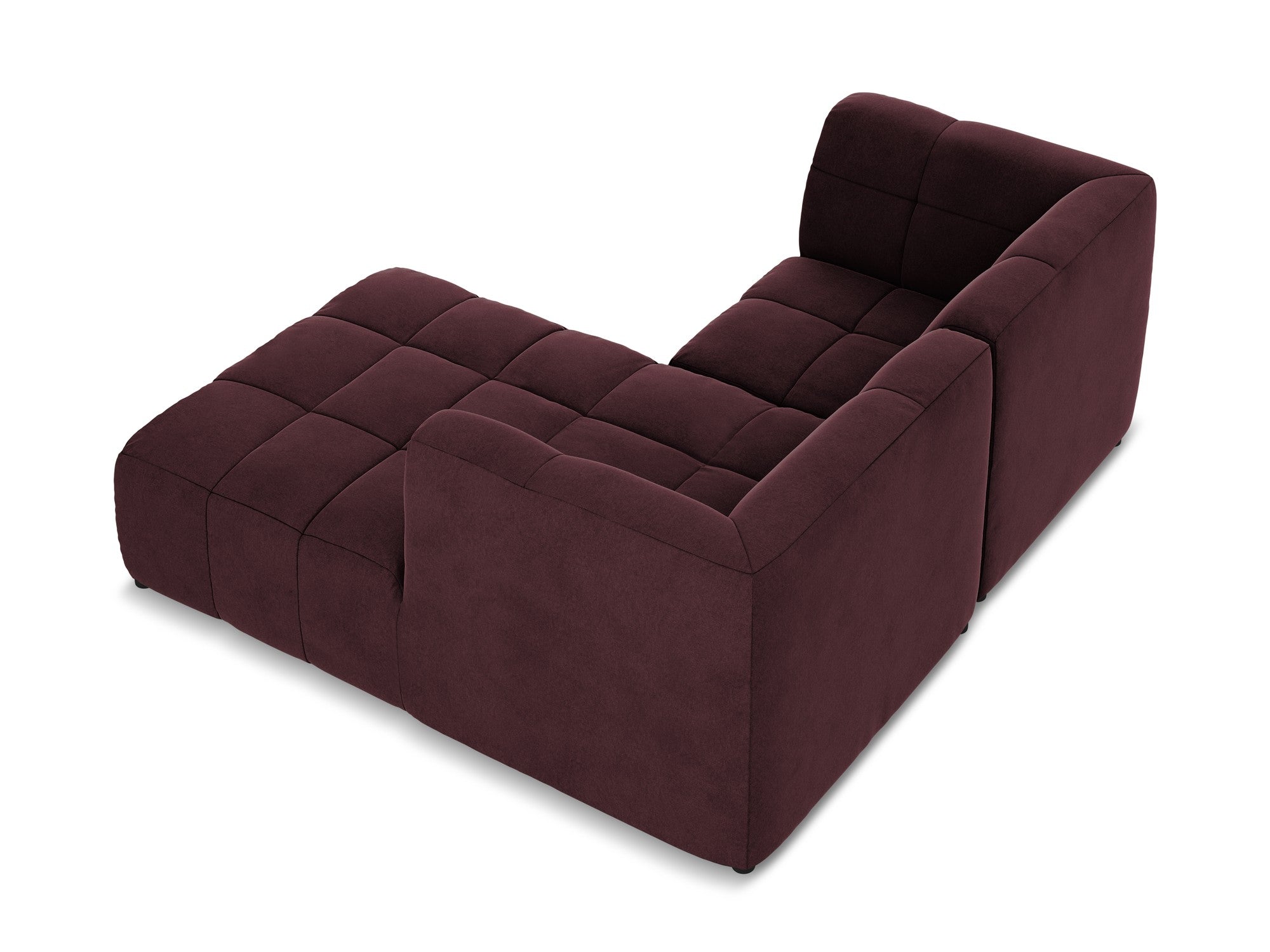 Modularer Samt-Ecksofa rechtsseitig für 2 Personen ALOHA burgunderrot