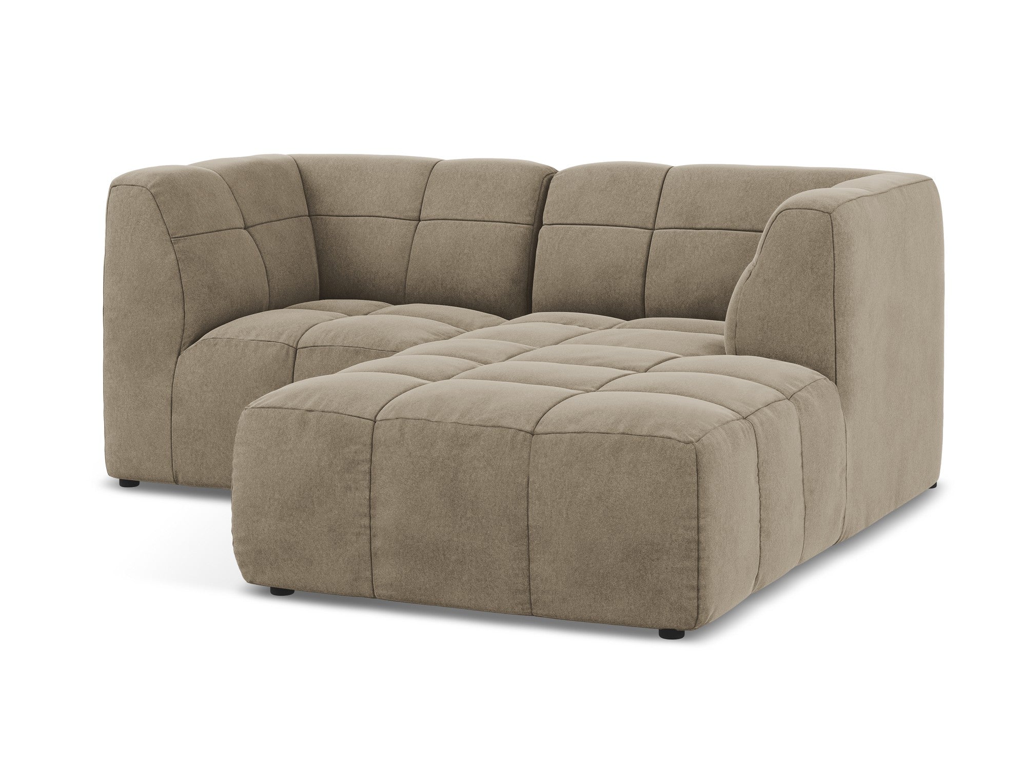Beige 2-zits rechtse modulaire fluwelen hoekbank ALOHA