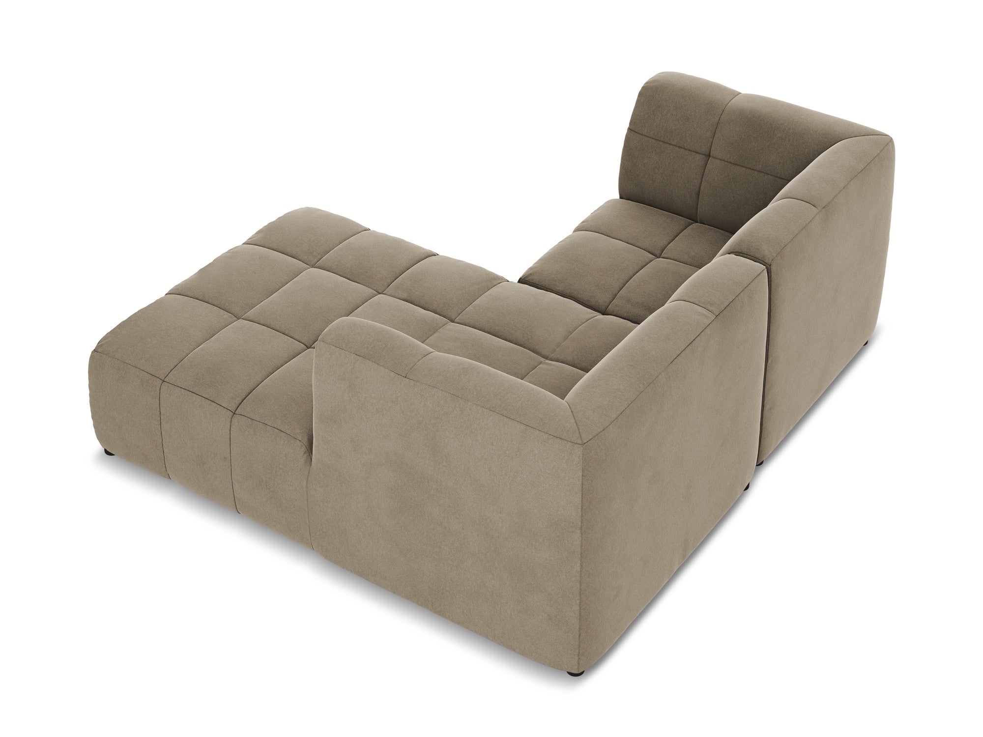 Beige 2-zits rechtse modulaire fluwelen hoekbank ALOHA