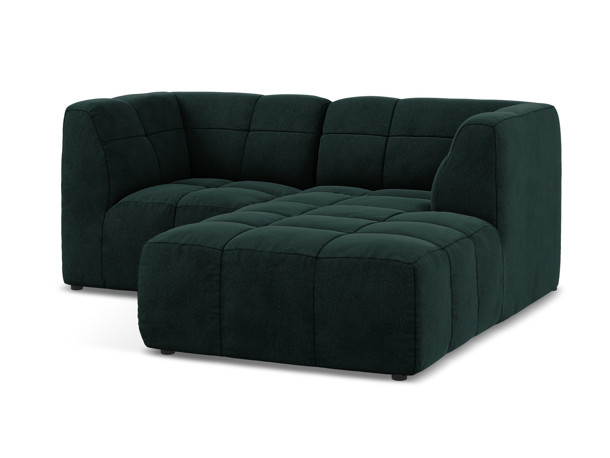 Modularer Samt-Ecksofa rechtsseitig für 2 Personen ALOHA graugrün