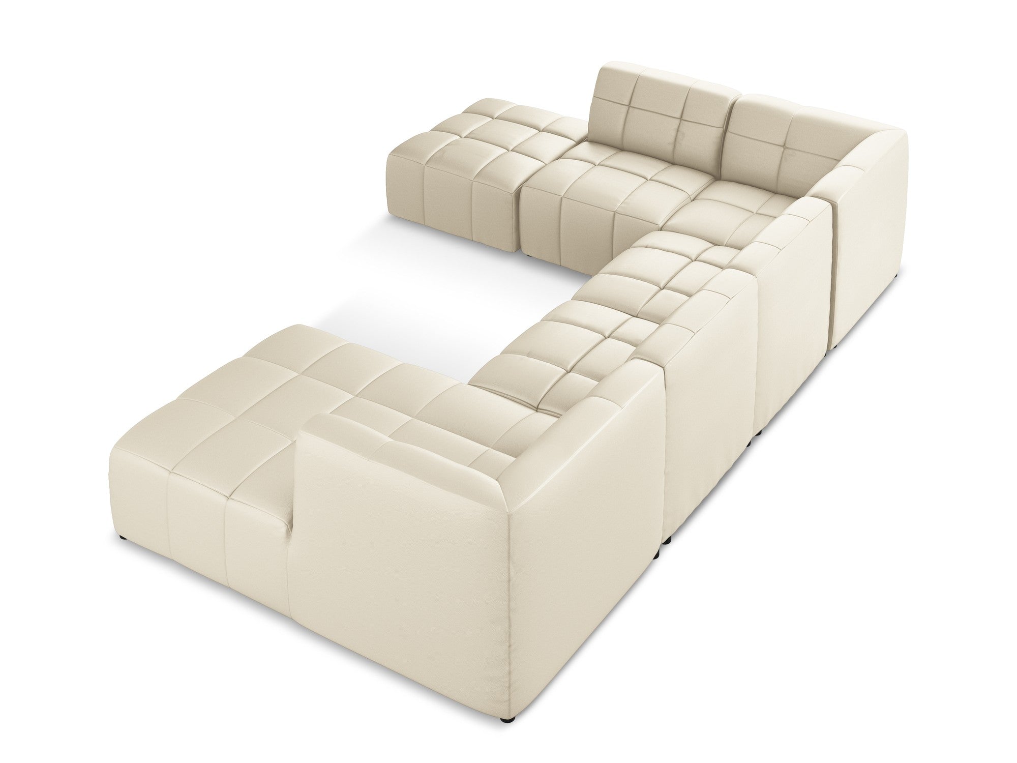Modularer Panoramawinkelsofa ALOHA in hellbeigem Kunstleder
