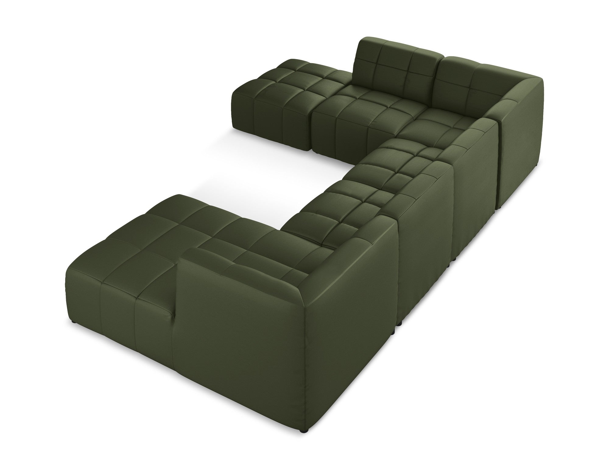 Modular Panoramic Corner Sofa ALOHA Dark Green Eco-Leather
