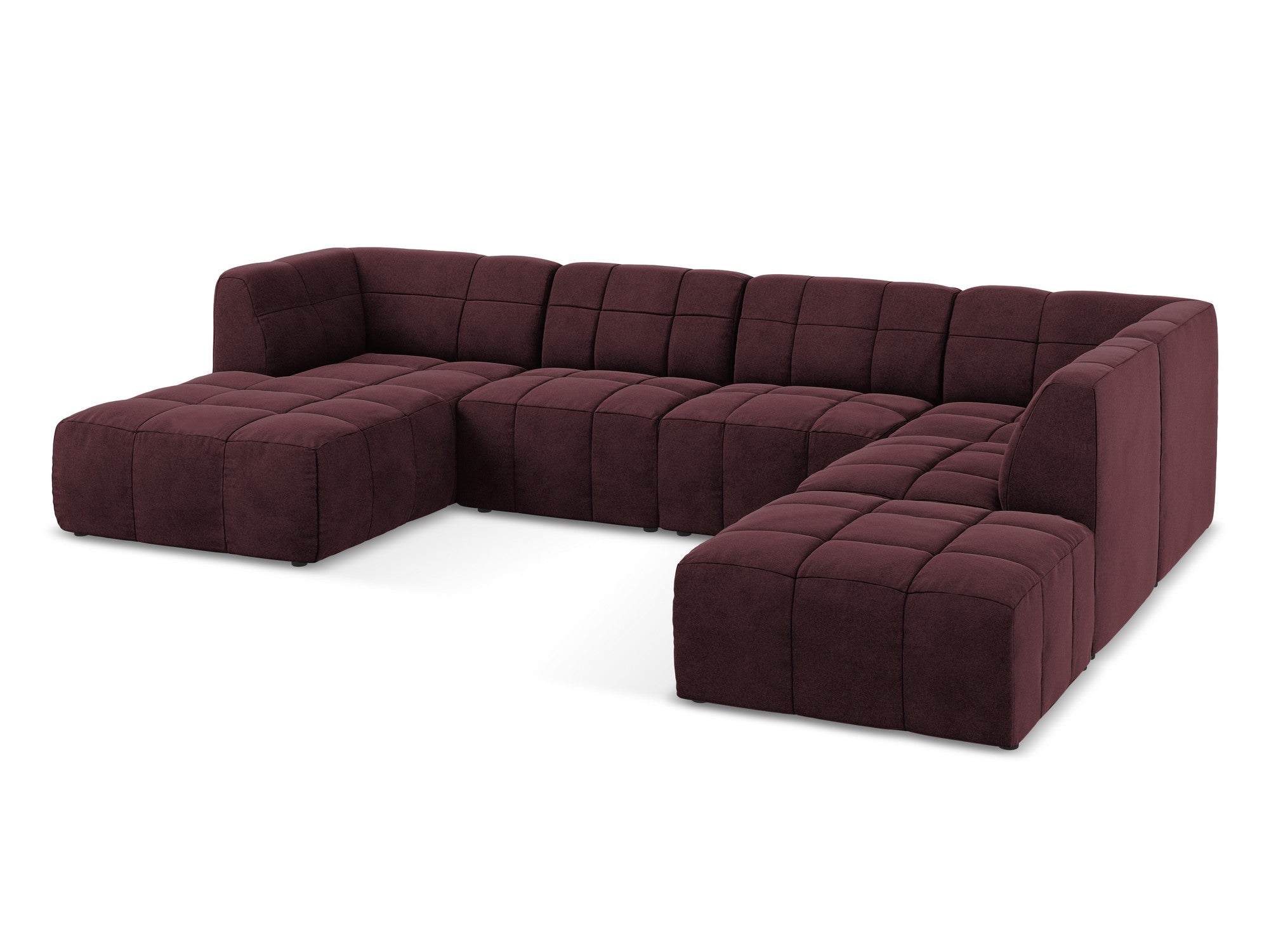Burgundy Modular Panoramic Velvet Corner Sofa ALOHA