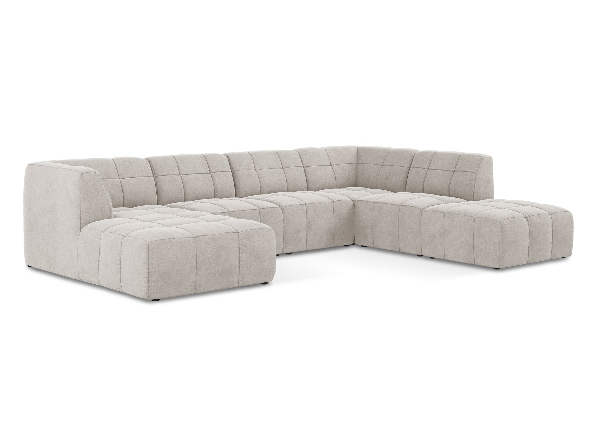 Modular Panoramic Velvet Corner Sofa ALOHA Light Beige