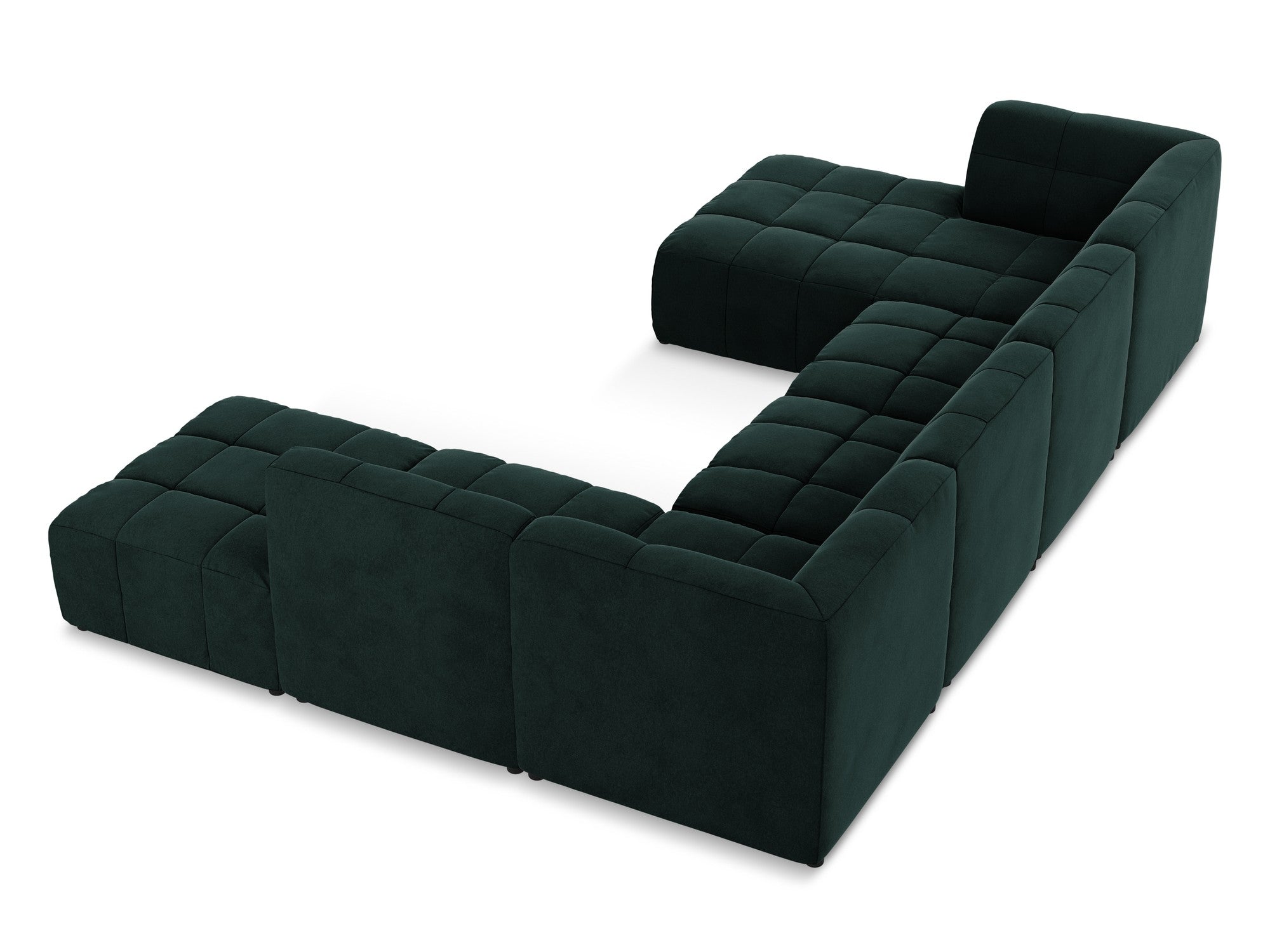 Modular Panoramic Velvet Corner Sofa ALOHA Gray-Green