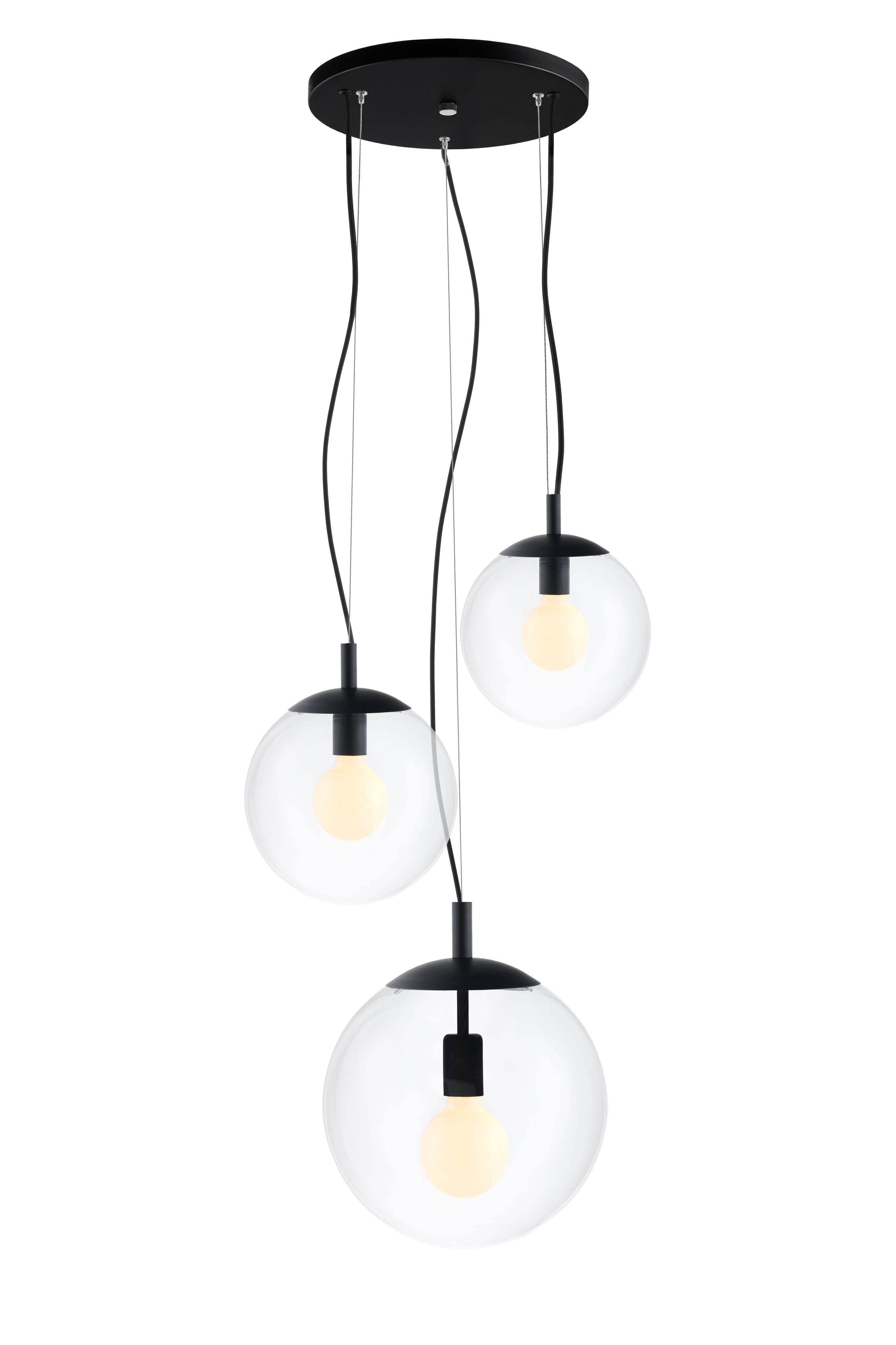 ALUR 2 ceiling lamp transparent glass with black finish
