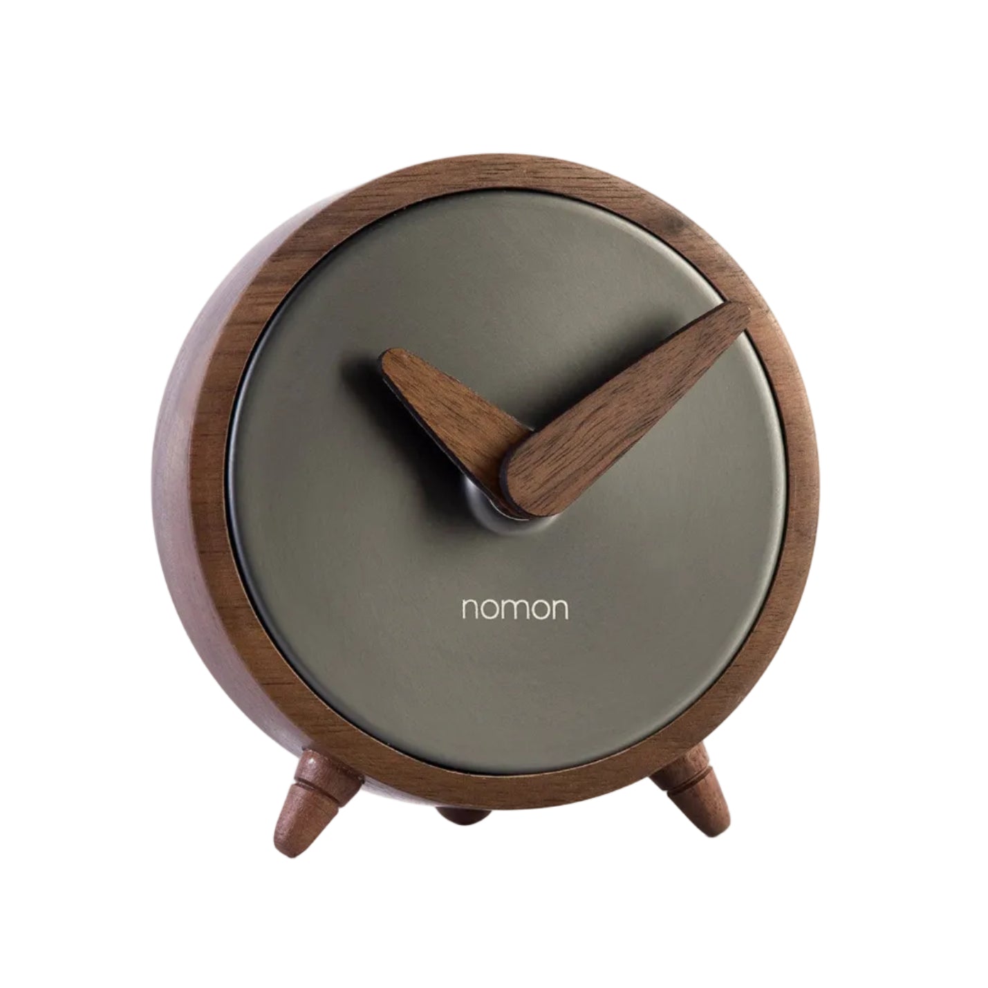 ATOMO table clock walnut wood with graphite finish