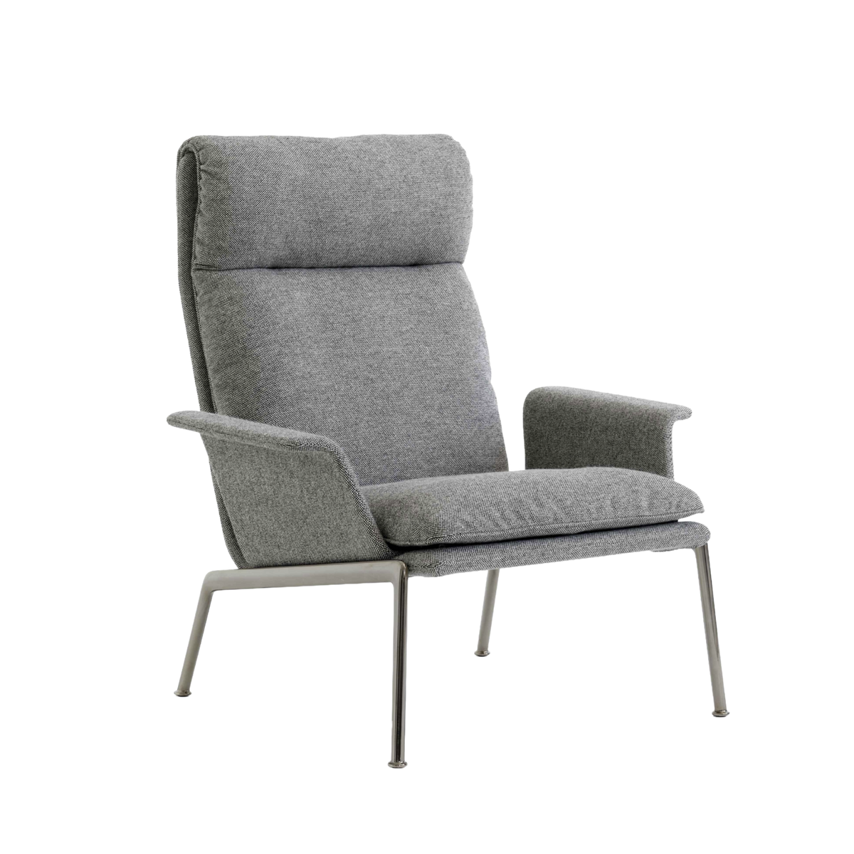 Gevoerde MUNO LN17 fauteuil met een donkere aluminium basis
