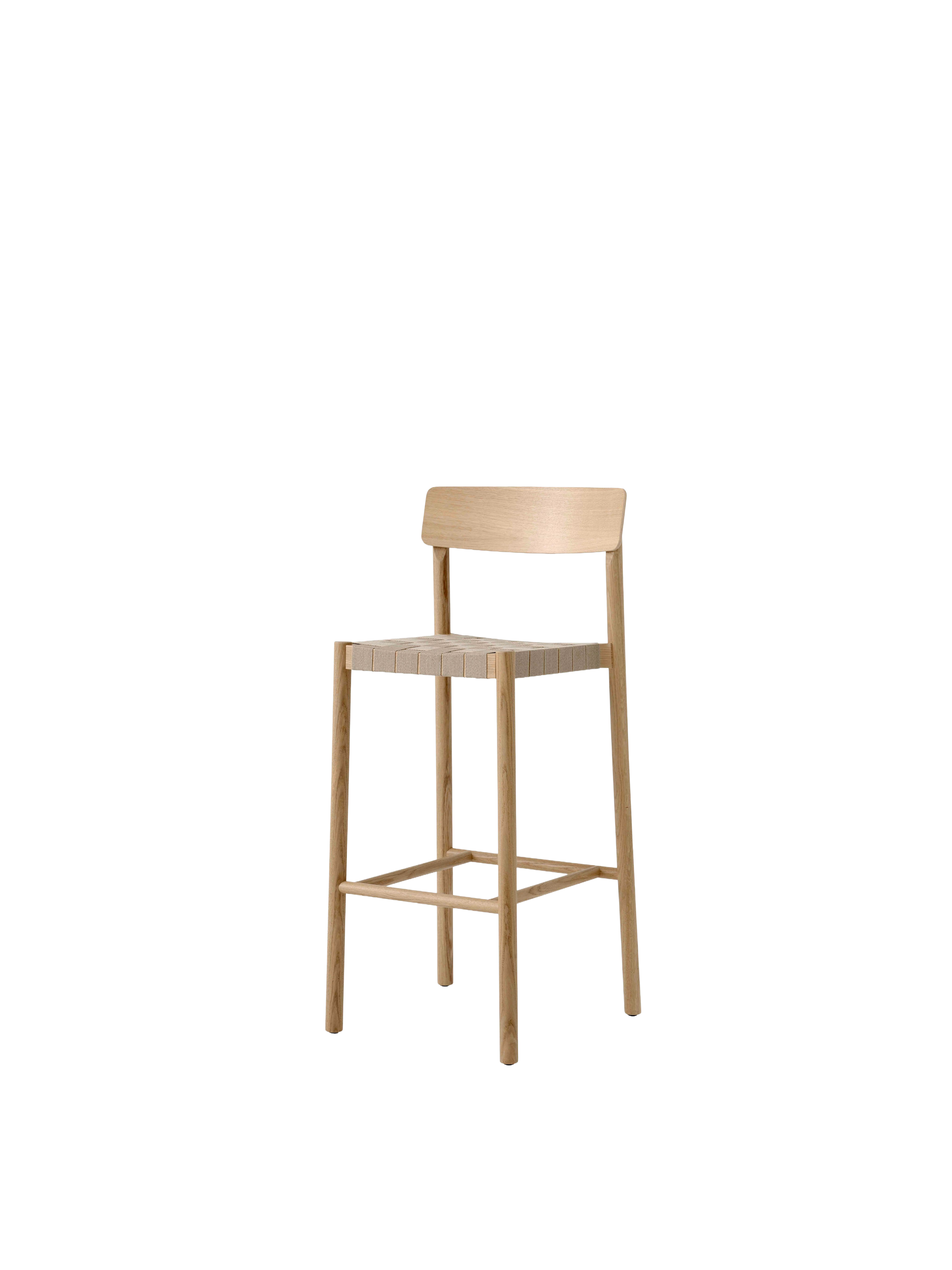 Hocker BETTY beige geweven zitting met gelakt eiken