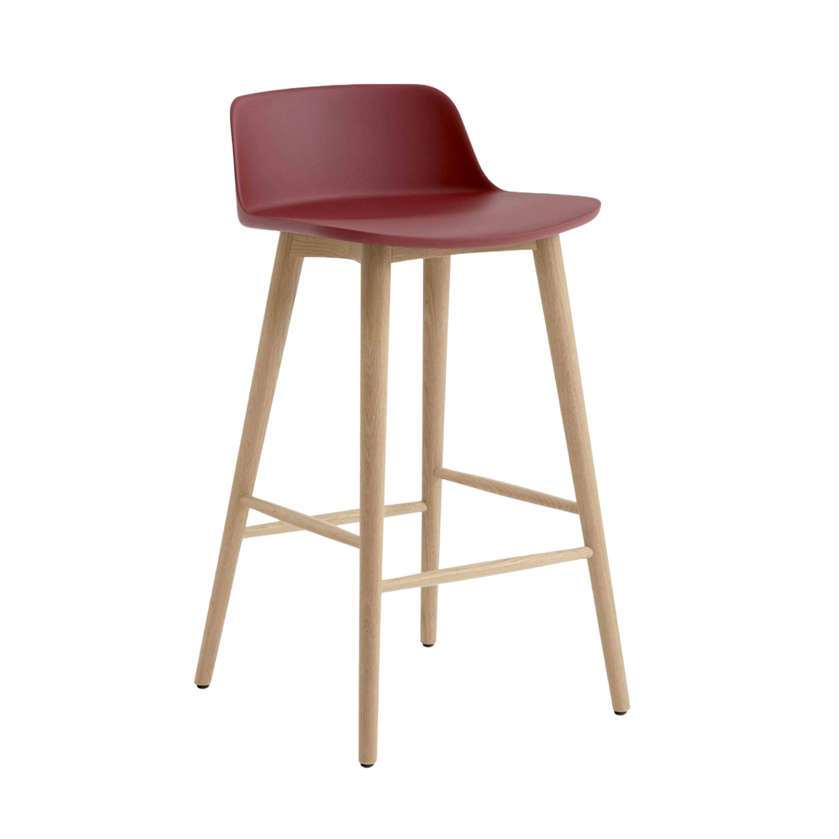 Hocker RELY roodbruin met een eiken basis