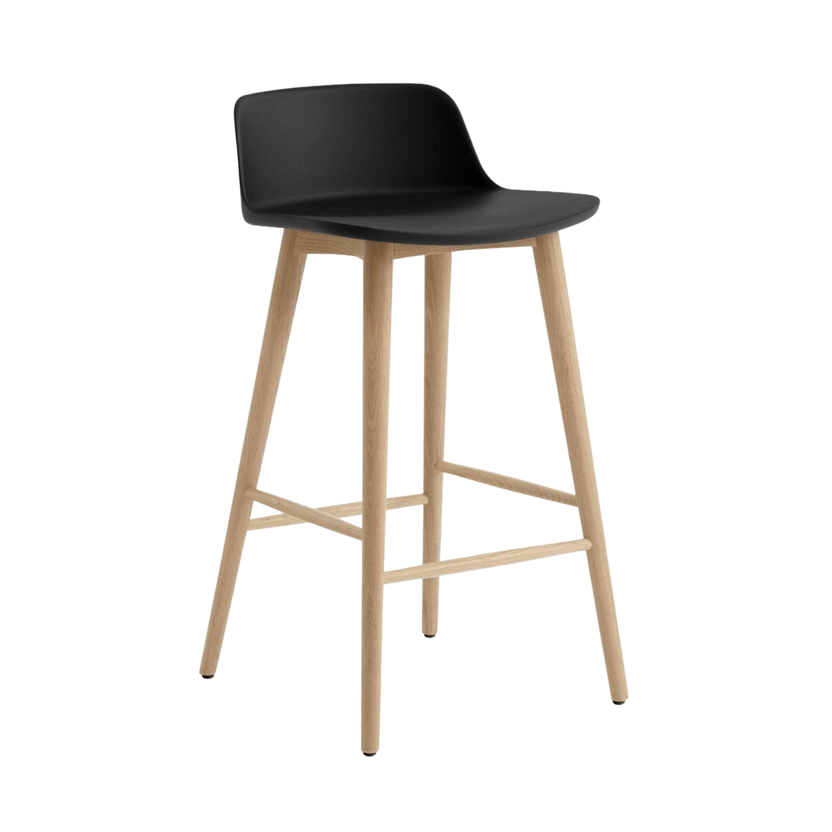 Hocker RELY zwart met een eiken basis