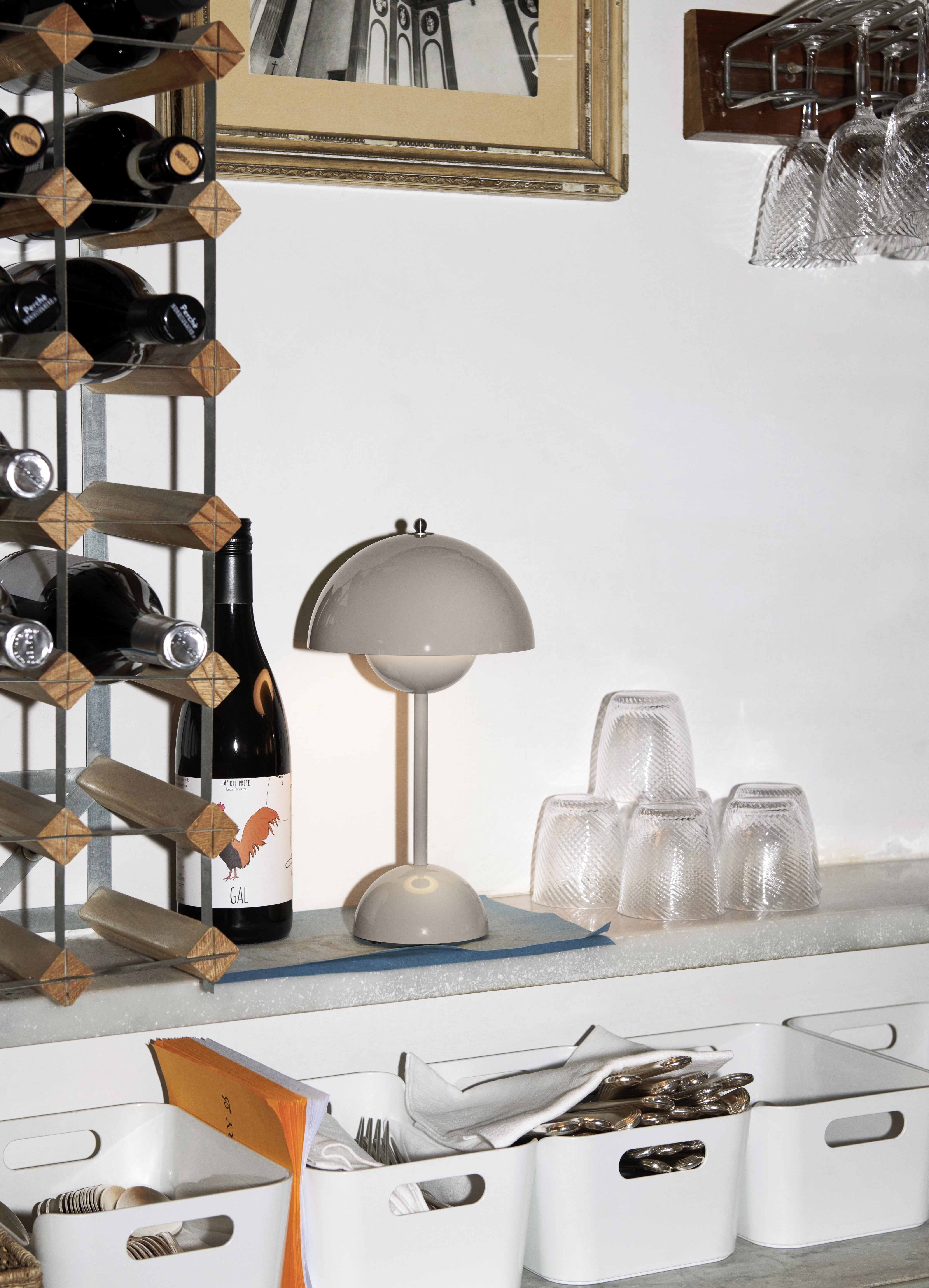 Draagbare lamp FLOWERPOT VP9 mat lichtgrijs