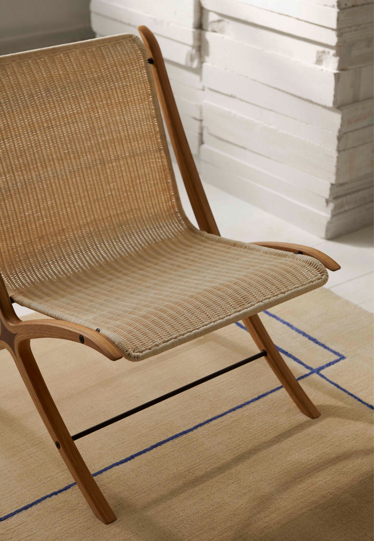 Vloerkleed CRUISE zandkleurig met blauw