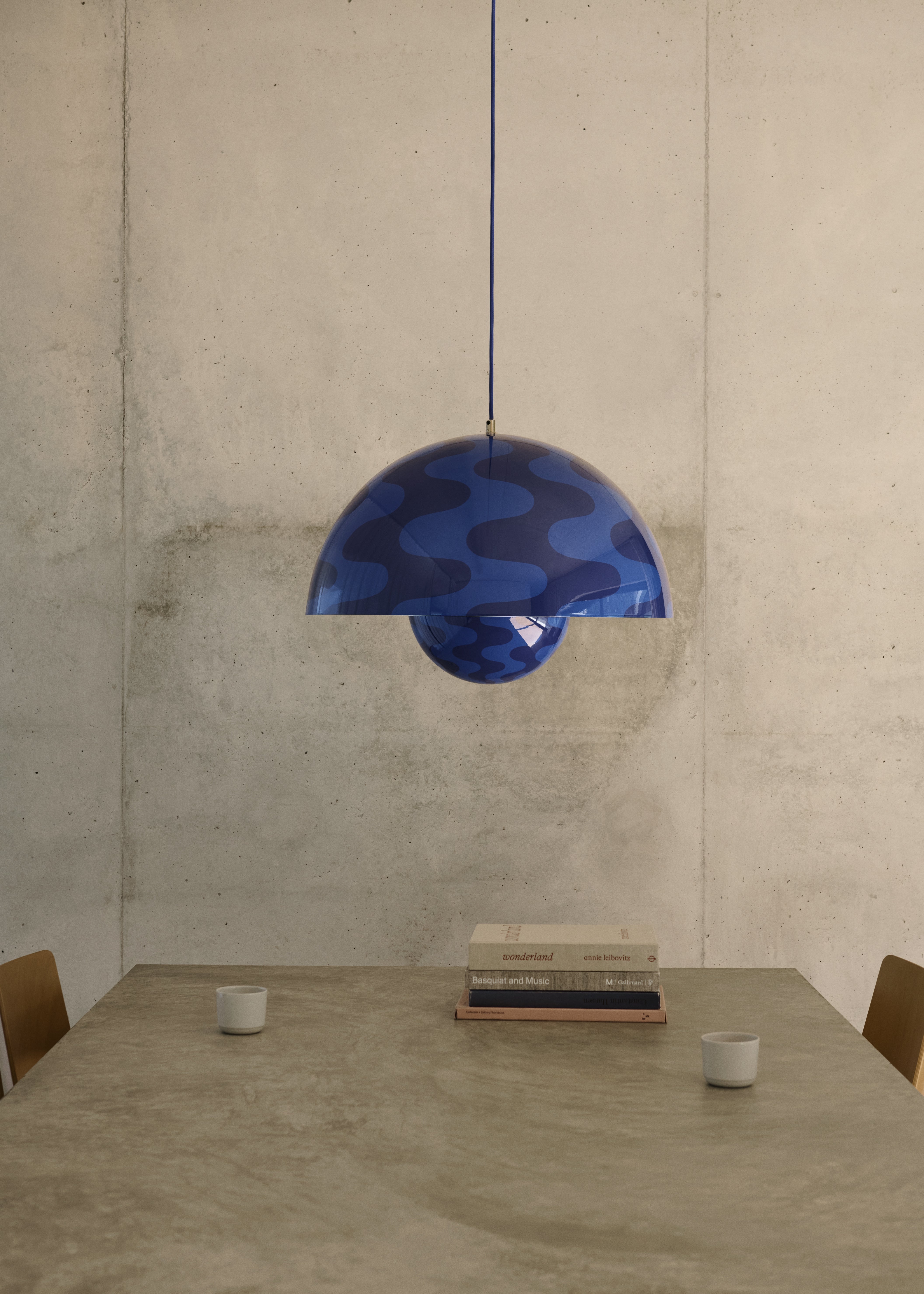 Hanglamp FLOWERPOT blauw-blauwe patroon