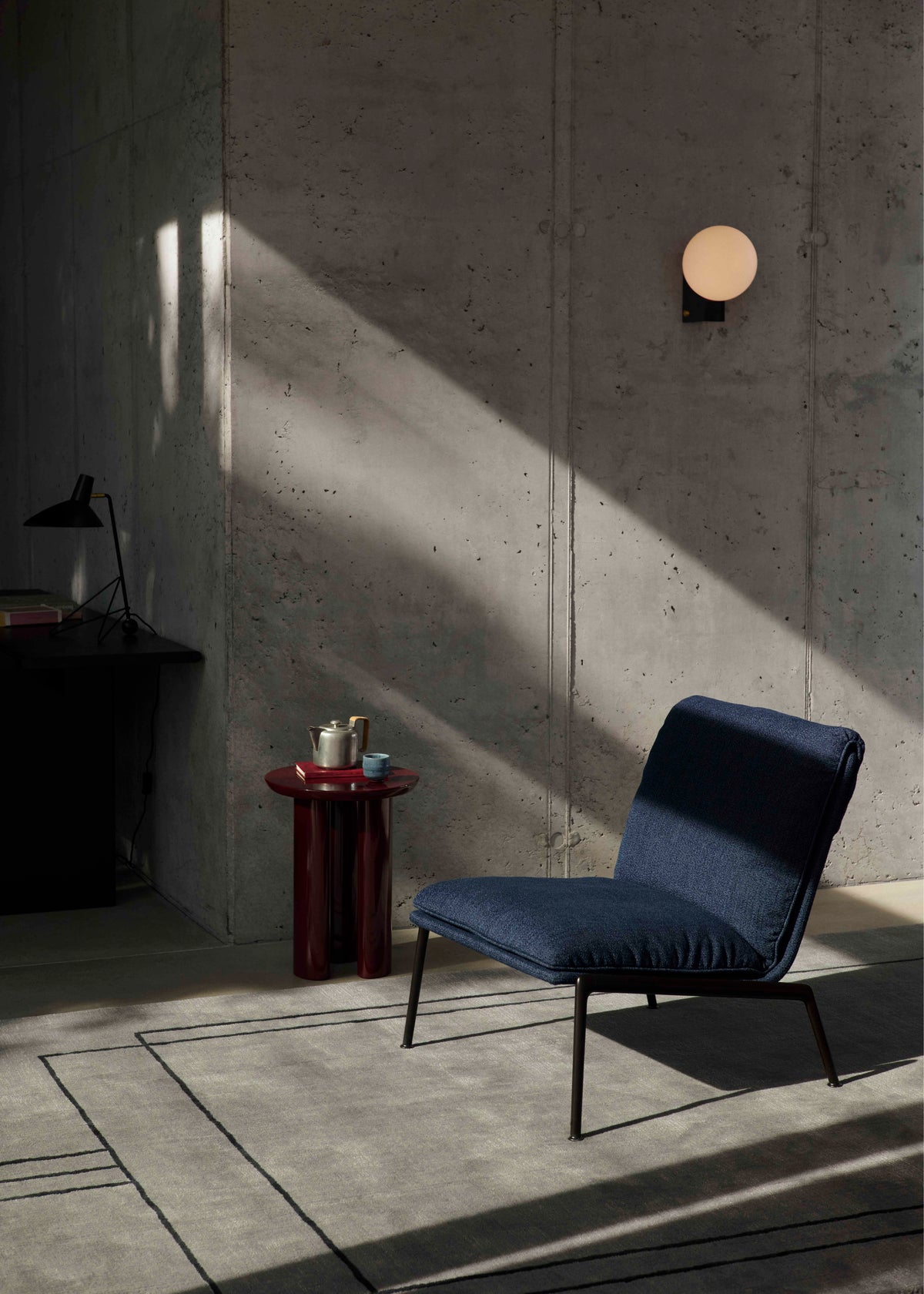 Vloerkleed CRUISE zandkleurig met blauw