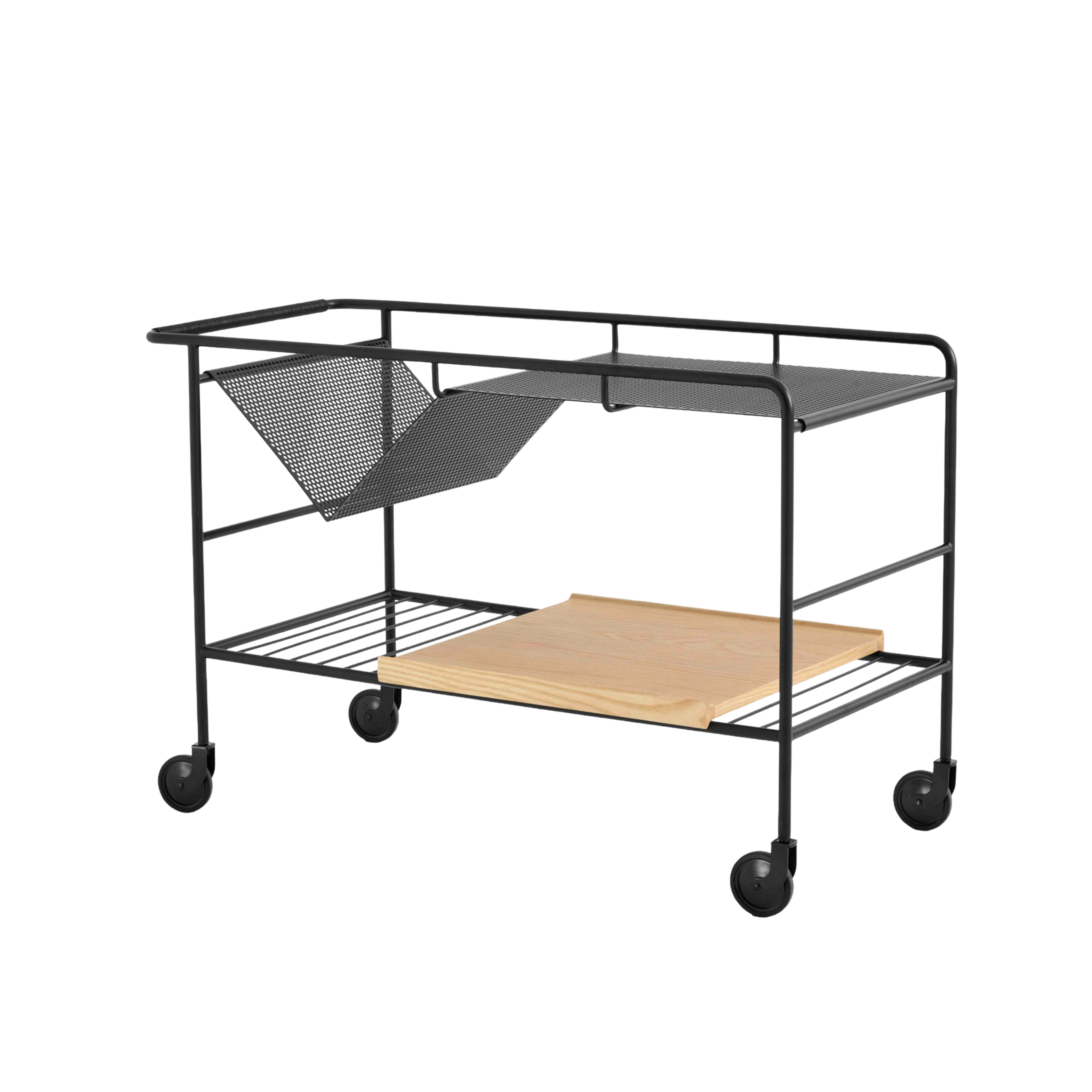 Wagen ALIMA NDS1 mat zwart met gelakt eikenhout