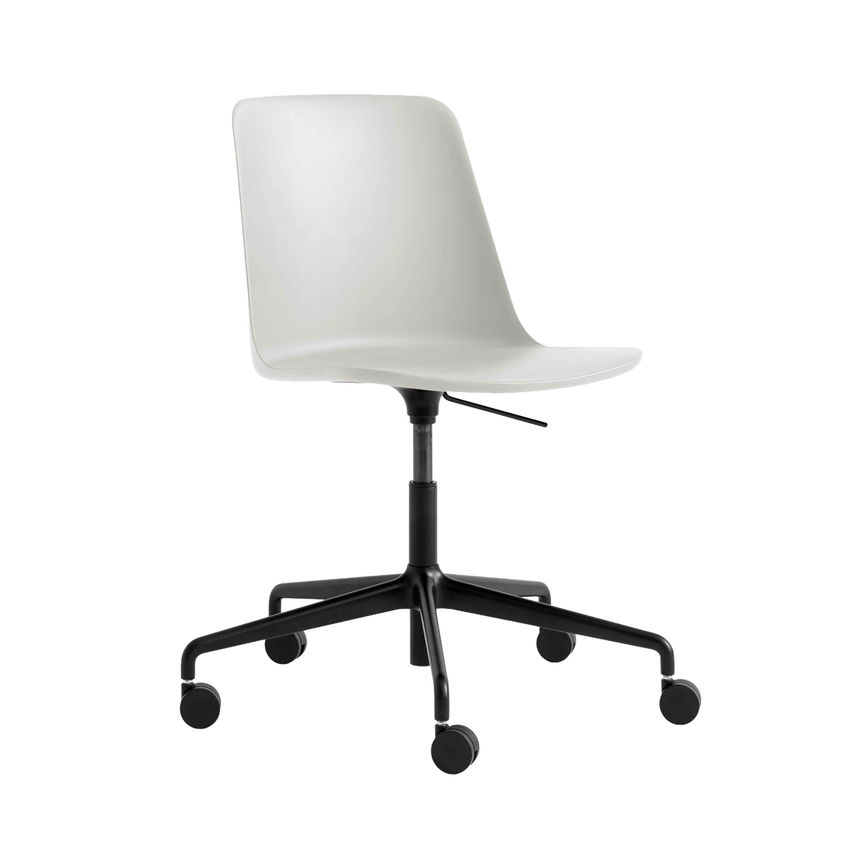Bureau stoel RELY HW28 gebroken wit met een zwarte aluminium basis op wielen