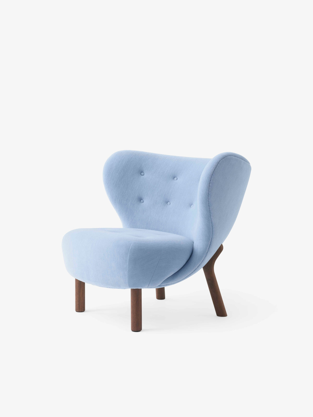 Fauteuil LITTLE PETRA VB1 gestoffeerd met een notenhouten basis