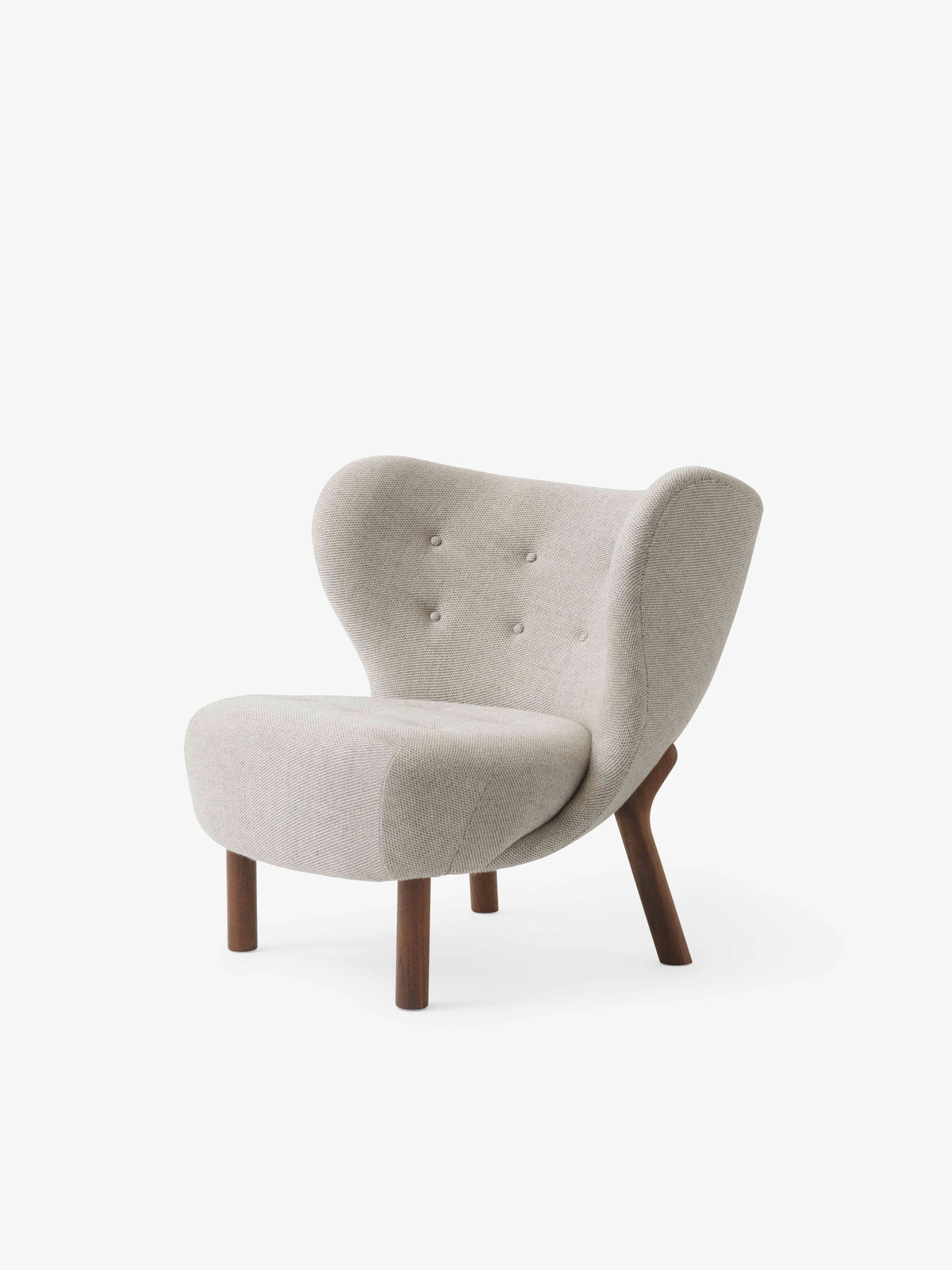 Fauteuil LITTLE PETRA VB1 gestoffeerd met een notenhouten basis