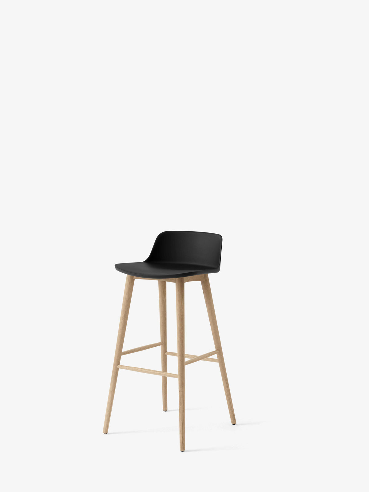 Hocker RELY zwart met een eiken basis