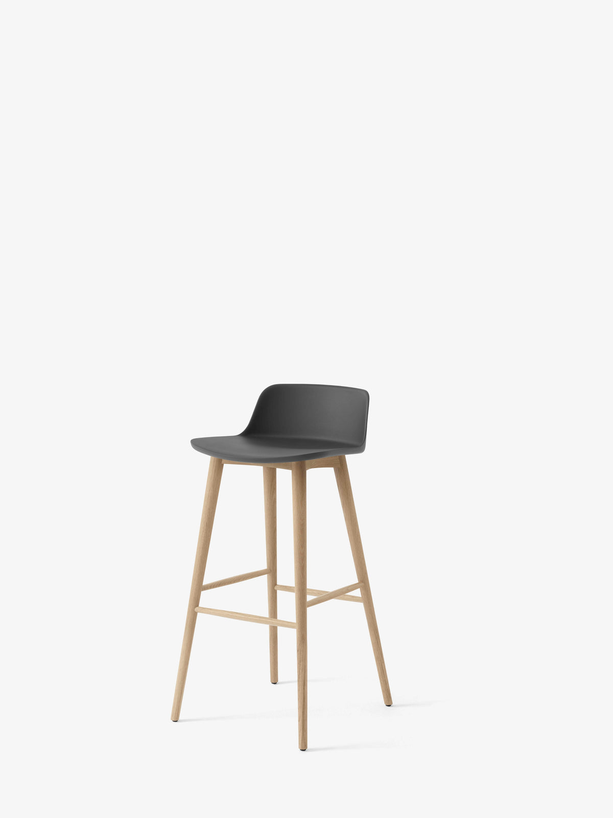 Hocker RELY grafietkleurig met een eiken basis