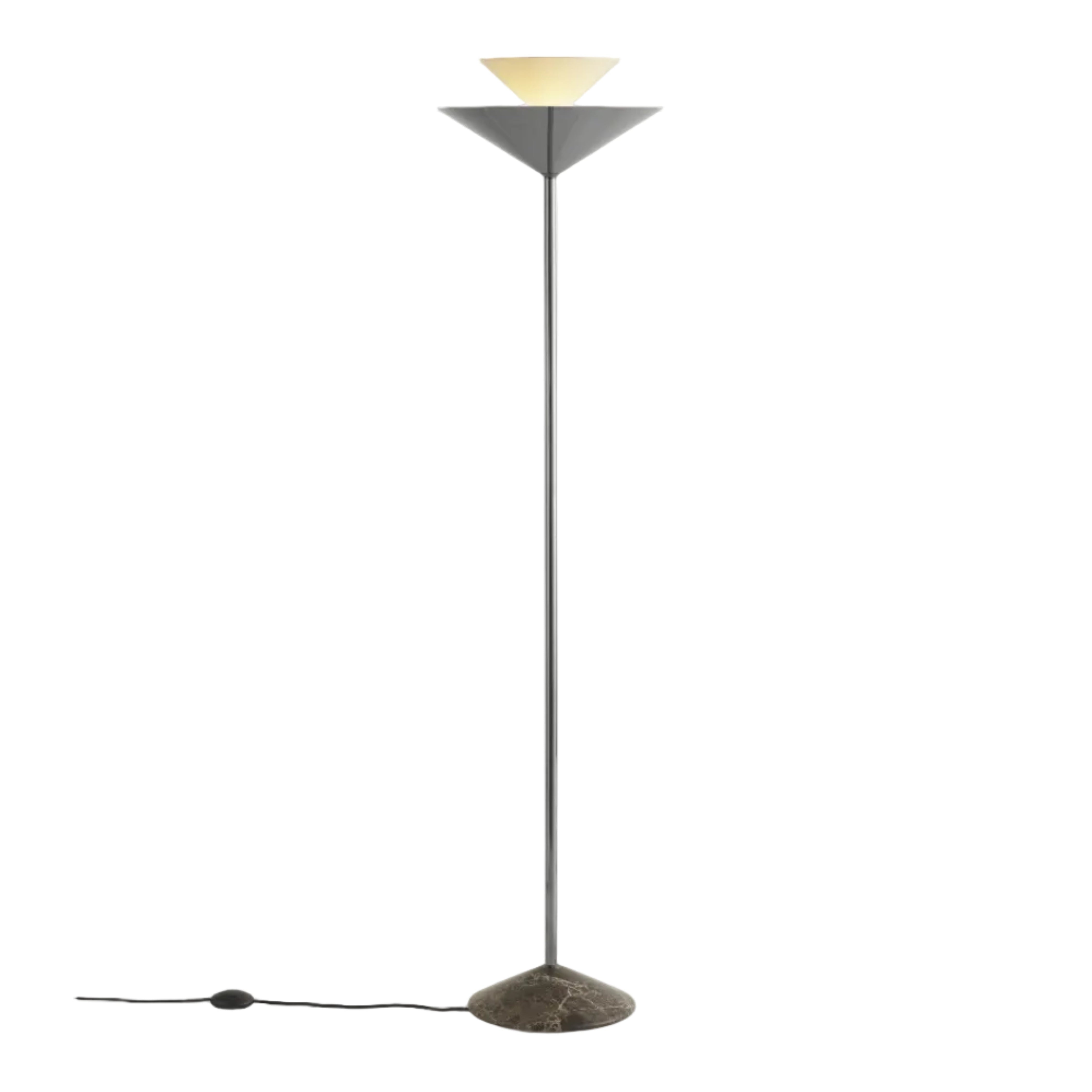Vloerlamp GIO LN28 chroom met een bruine marmeren voet