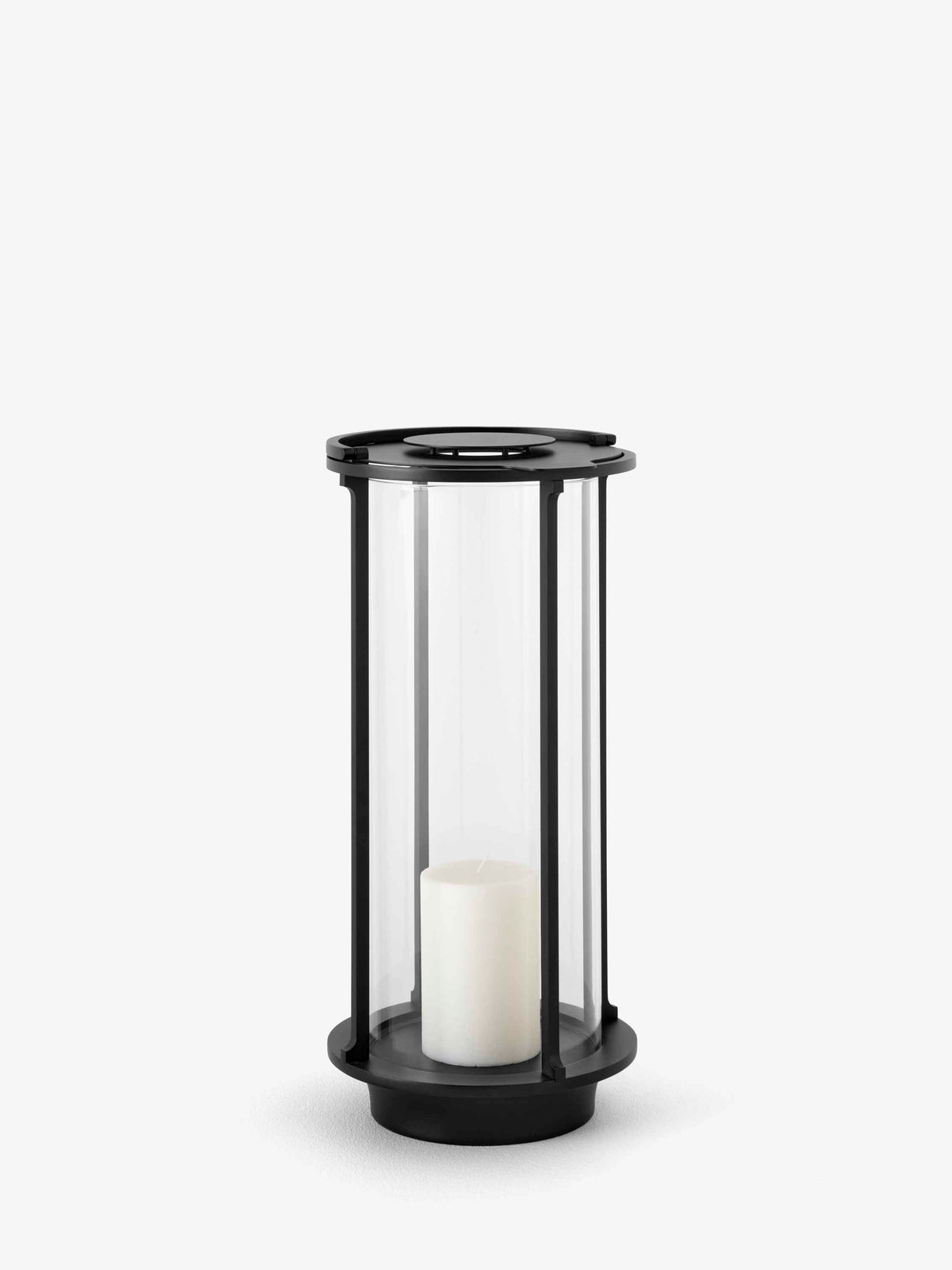 Buitenlantaarn voor kaars HURRICANE SC83 glas en zwart aluminium
