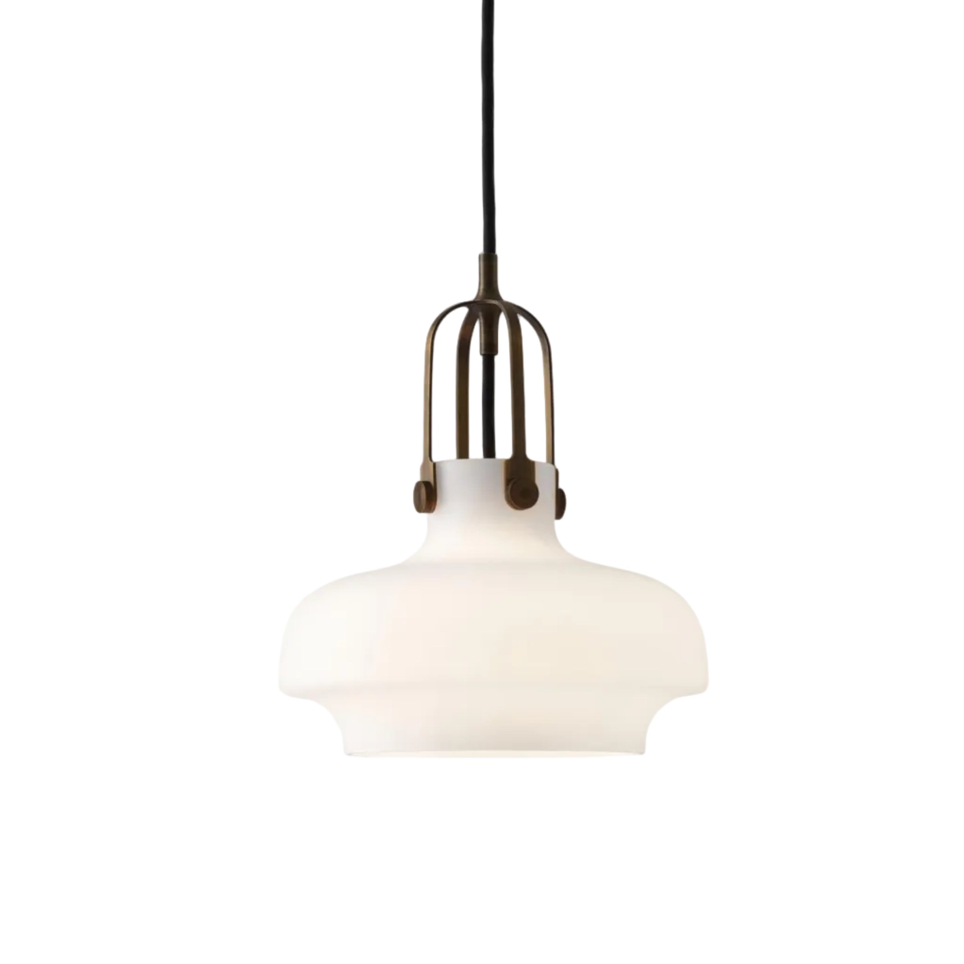 Hanglamp COPENHAGEN met opalen glazen kap en bronzen afwerking