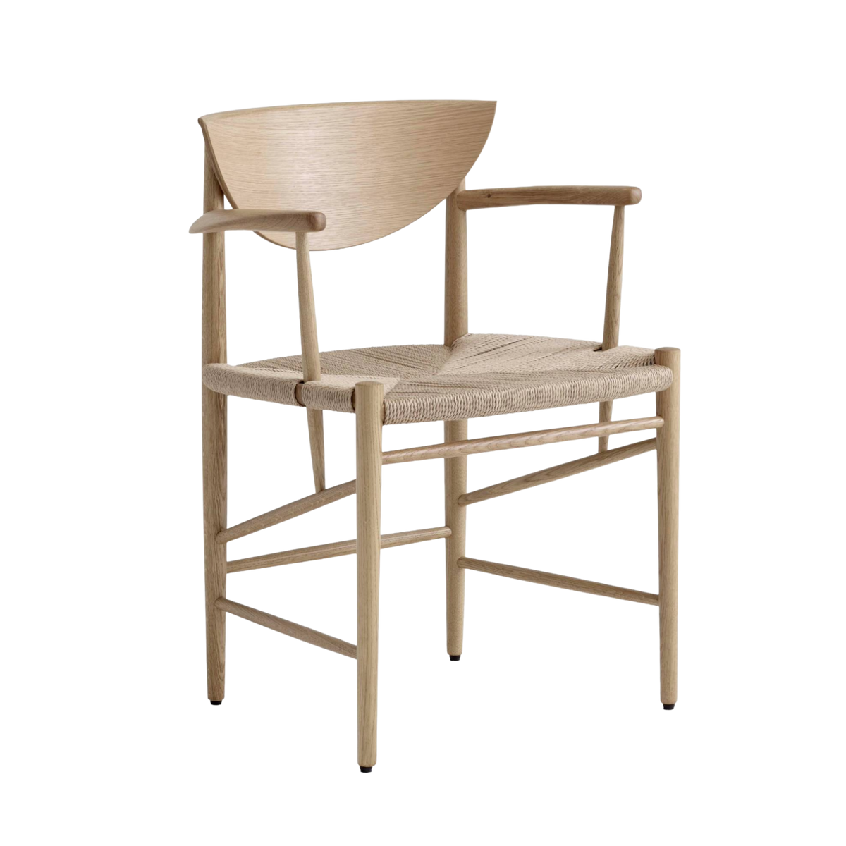 Stoel met armleuningen DRAWN HM4 geolied eiken met geweven zitting