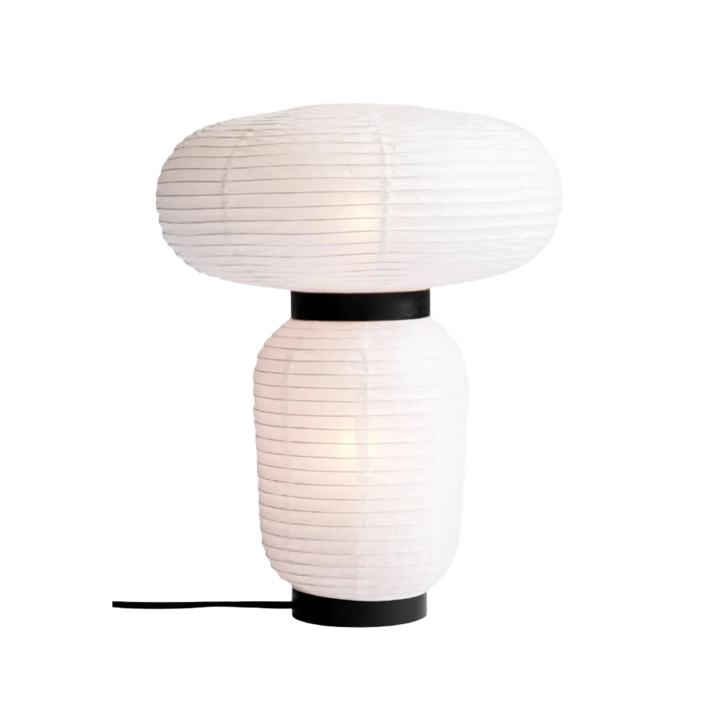 Tafellamp FORMAKAMI JH18 met witte papieren kap en zwart eiken afwerking