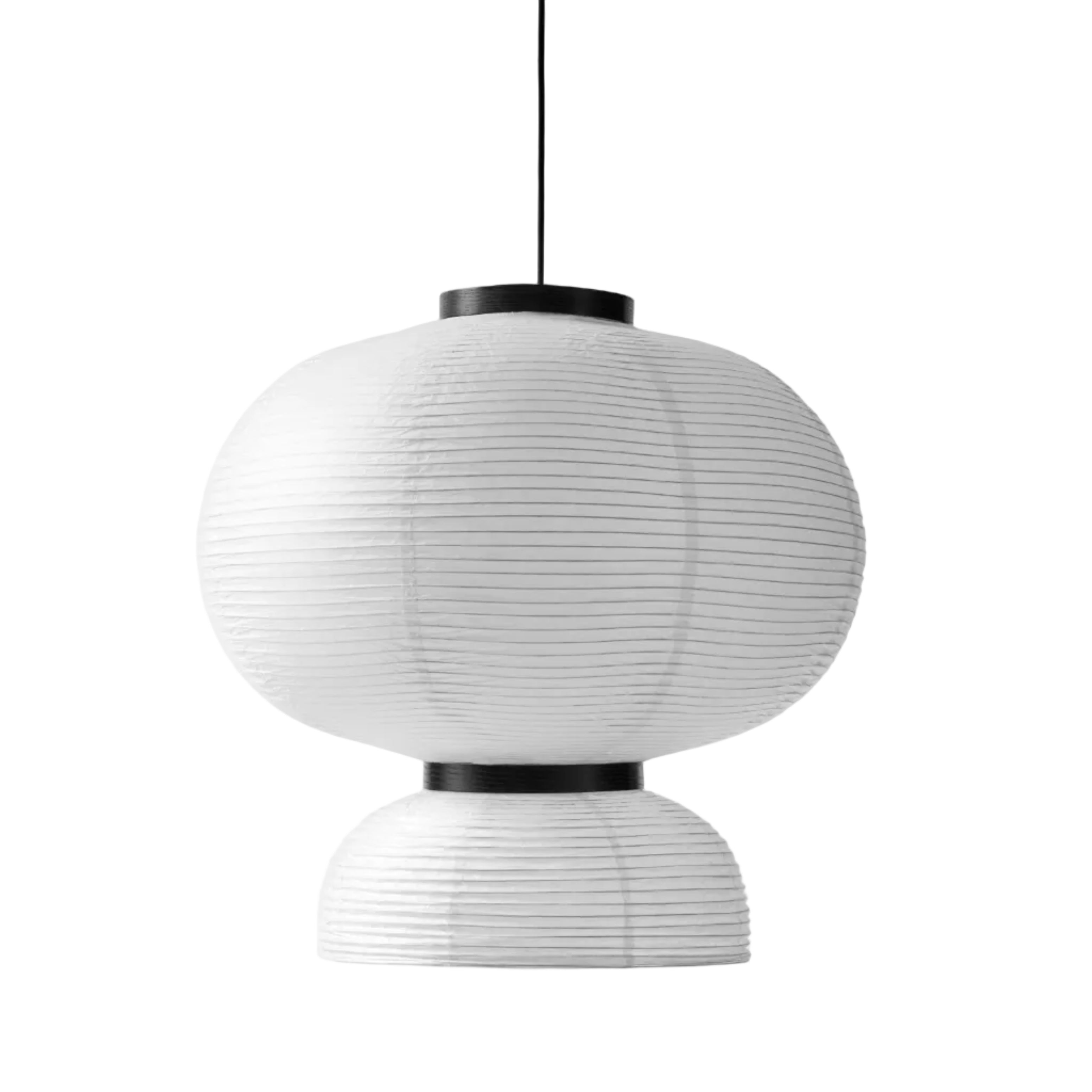 Hanglamp FORMAKAMI JH5 met witte papieren kap en zwart eiken afwerking