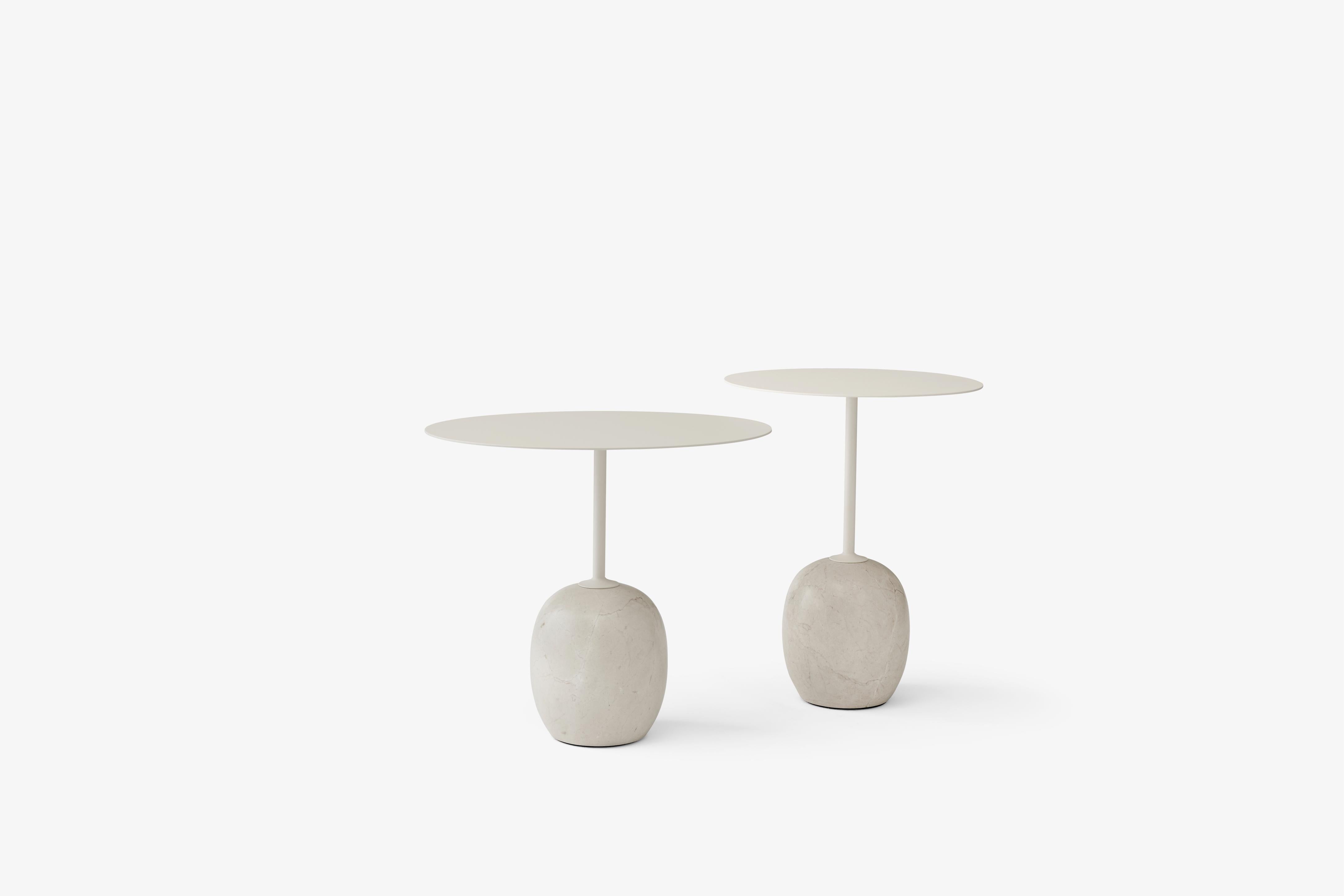 Bijzettafel LATO crème blad met beige marmeren basis